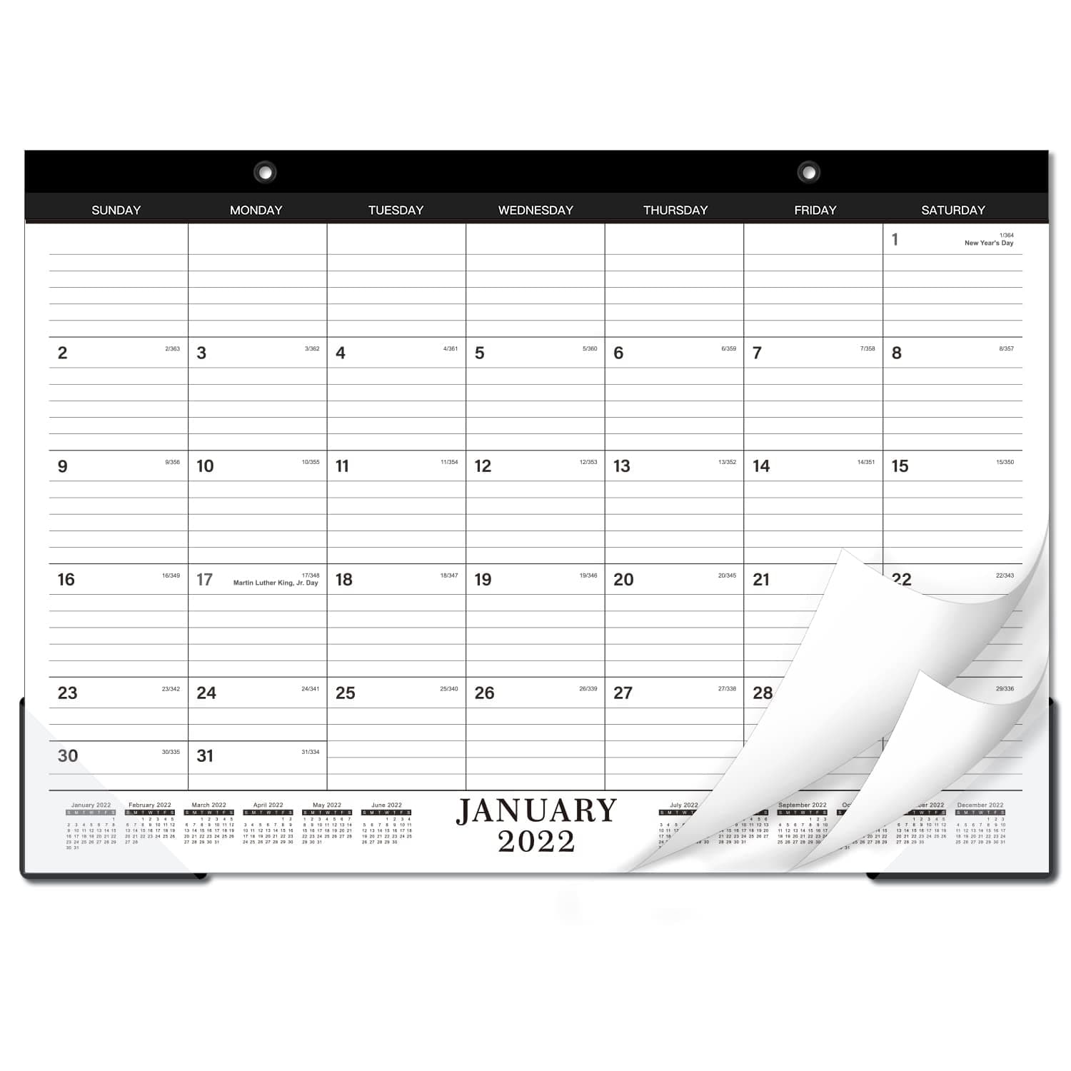2021-2022 Desk Calendar - Desk/Wall Calendar 2021-2022 with Transparent Protector, Standard, 17" x 12", Jul 2021 - Dec 2022, Perfect for Daily Schedule Planner, Ruled Blocks