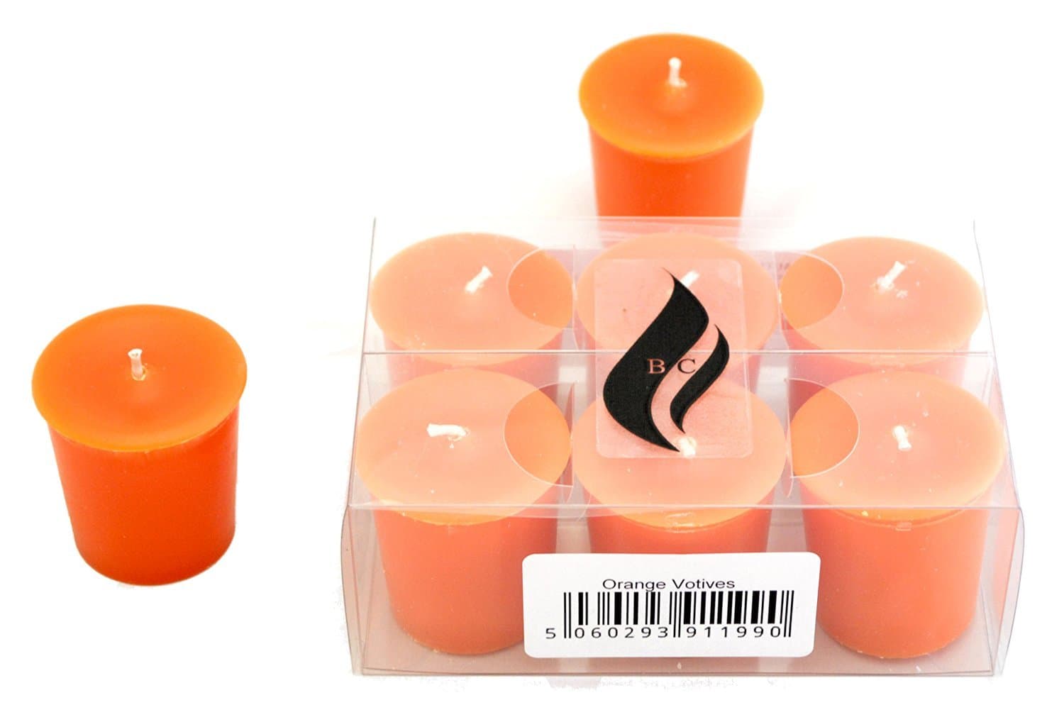 6 x Votive Candles - Unscented (Orange)