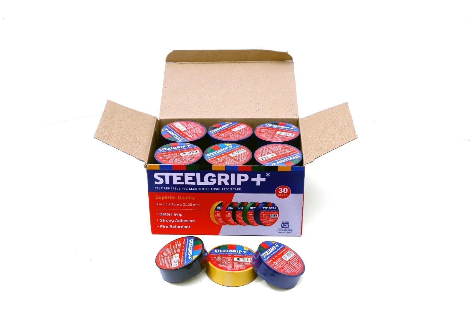Pidilite Steelgrip Self Adhesive PVC electrical Insulation Tape - Pack of 30 Assorted Rolls (6m Each)