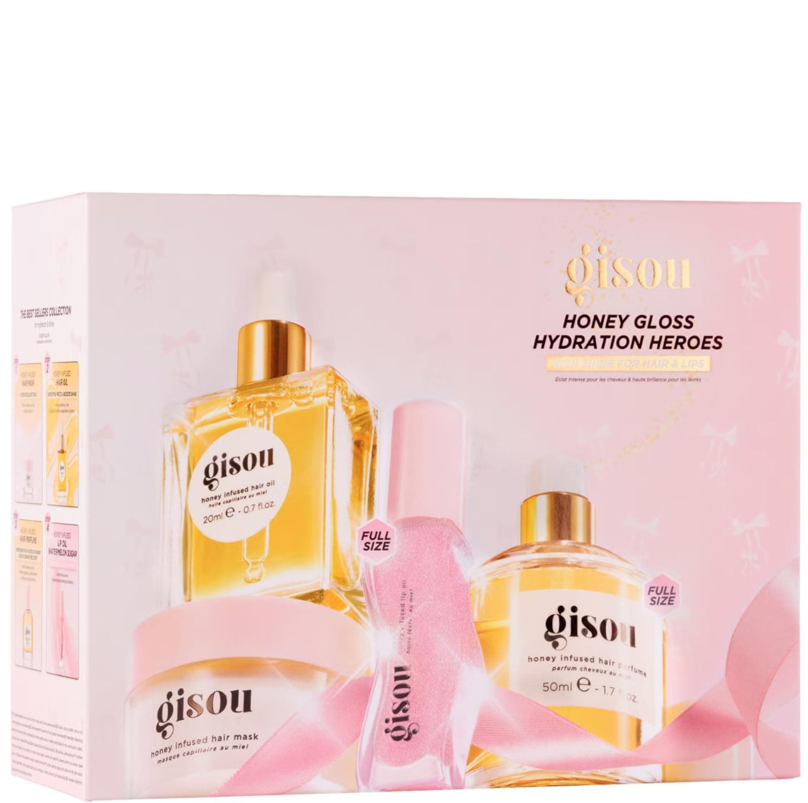 Gisou Honey Gloss Hydration Heroes Set - Hair Oil 20Ml, Mask 50Ml, Serum 50Ml