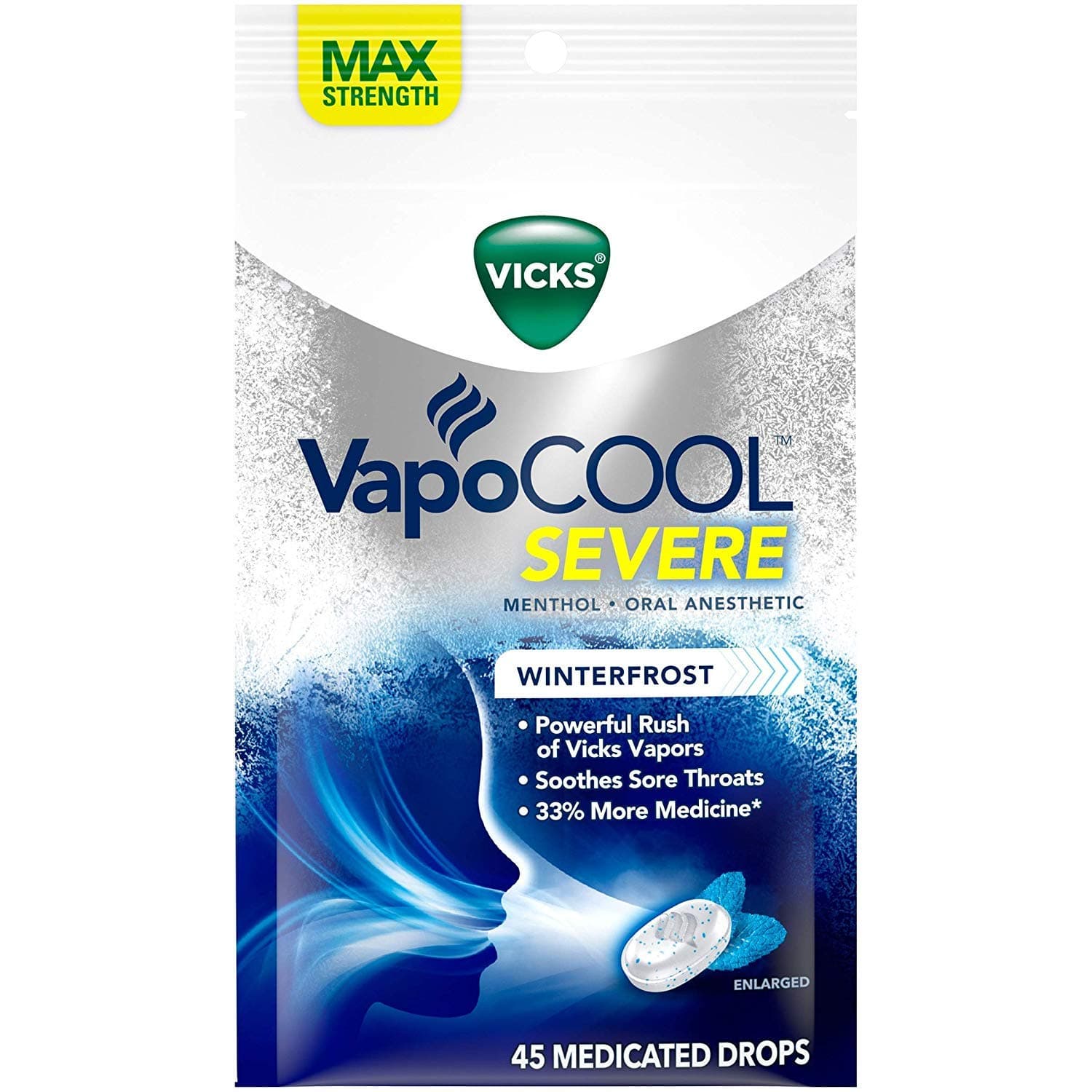 VapoCOOL Severe Medicated Drops, Winterfrost, 45 Drops (Pack of 2)