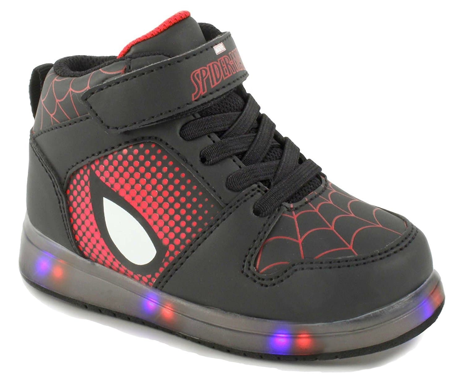 APRIXIATE Marvel Ultimate Spiderman Boys Light Up Hi Top Athletic Shoe (Toddler/Little Kid) (10 Toddler M) Black/Red