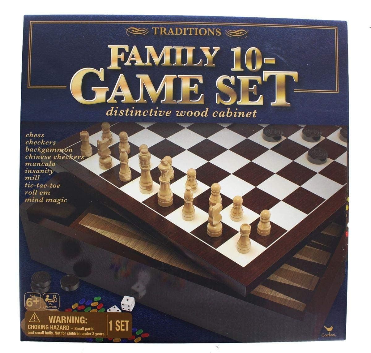 Traditions Family 10 Wooden Cabinet Game Set