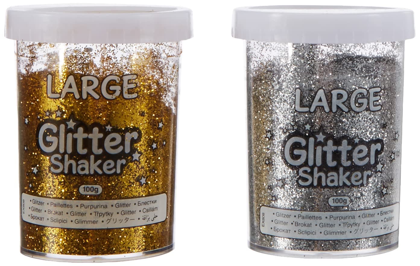 Baker Ross - EX808 Glitter Shaker, 100g, Gold & Silver 2 Pack
