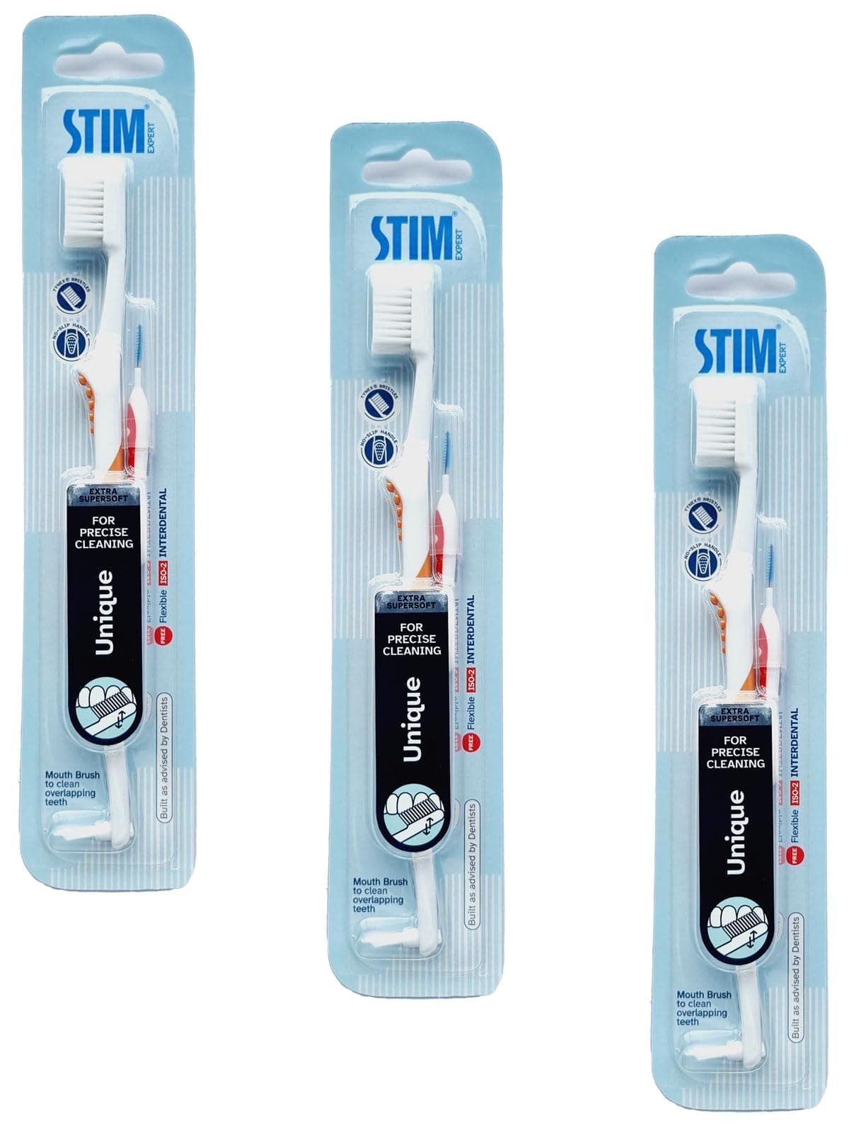 Unique Manual Toothbrush For Adults, Precise Cleaning, Super Soft Bristles, Comes With Mouth-Brush, Pack Of 3,White