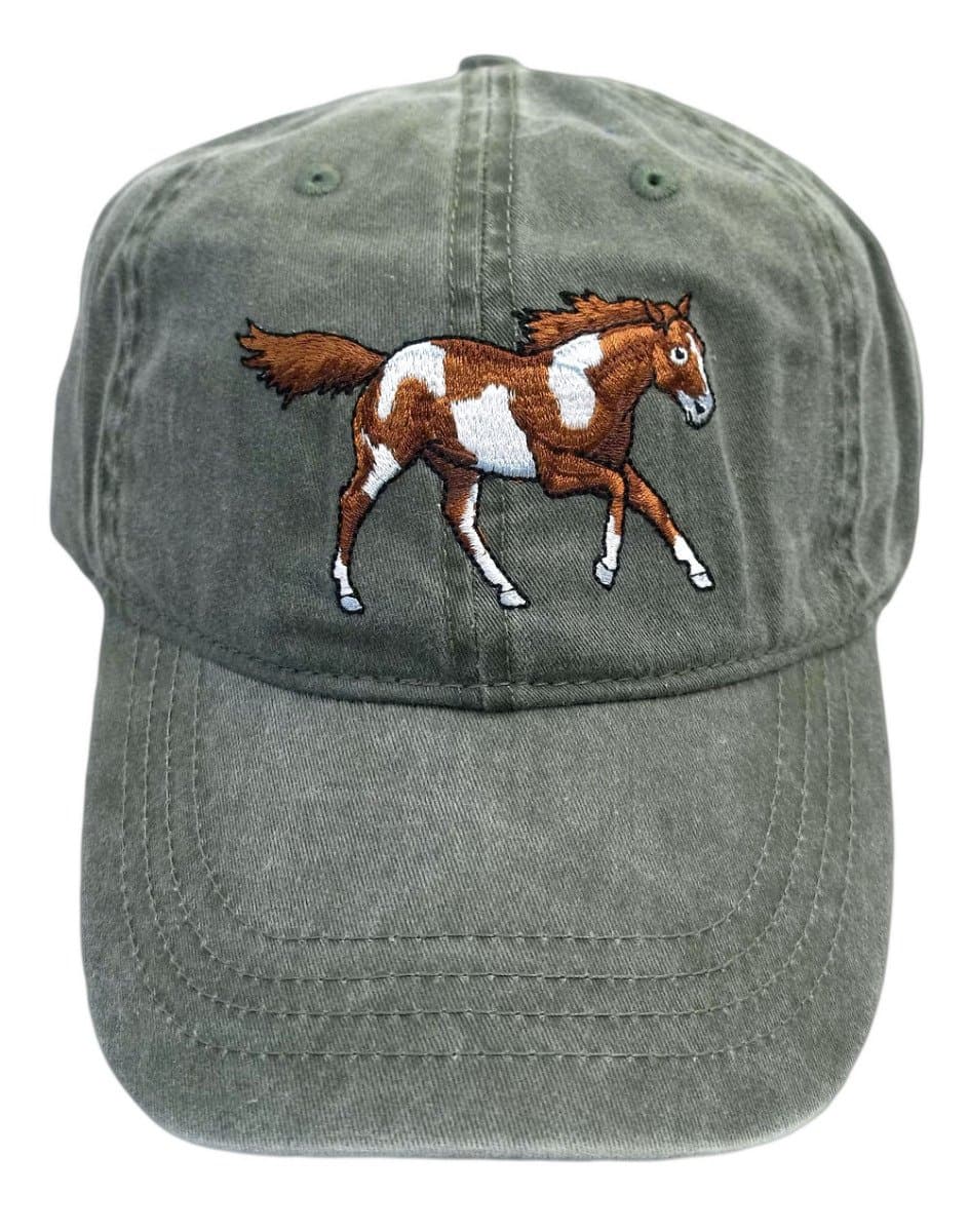 ECO Wear Embroidered Wildlife Wild Mustang Horse Baseball Cap Khaki