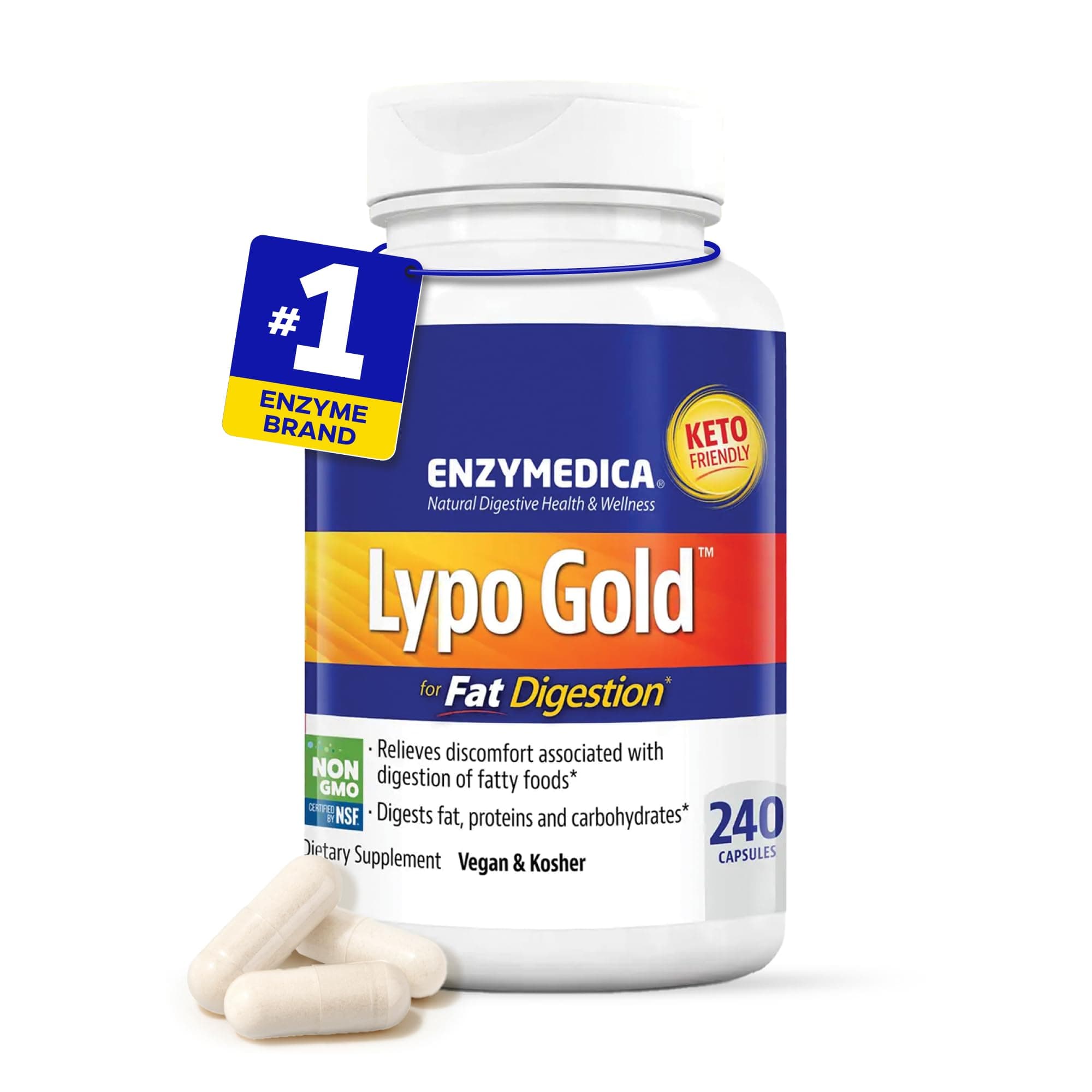 Enzymedica Lypo Gold for Fat Digestion,240 Capsules