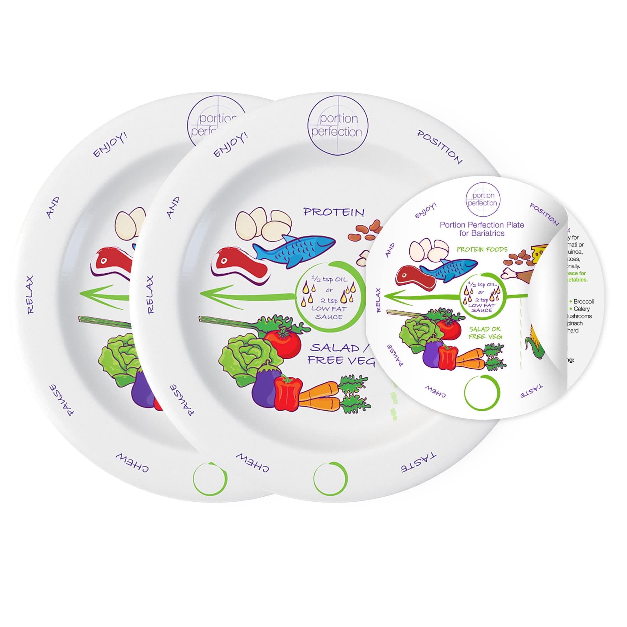 Portion Perfection Bariatric Porcelain Control Plate - Set of 2
