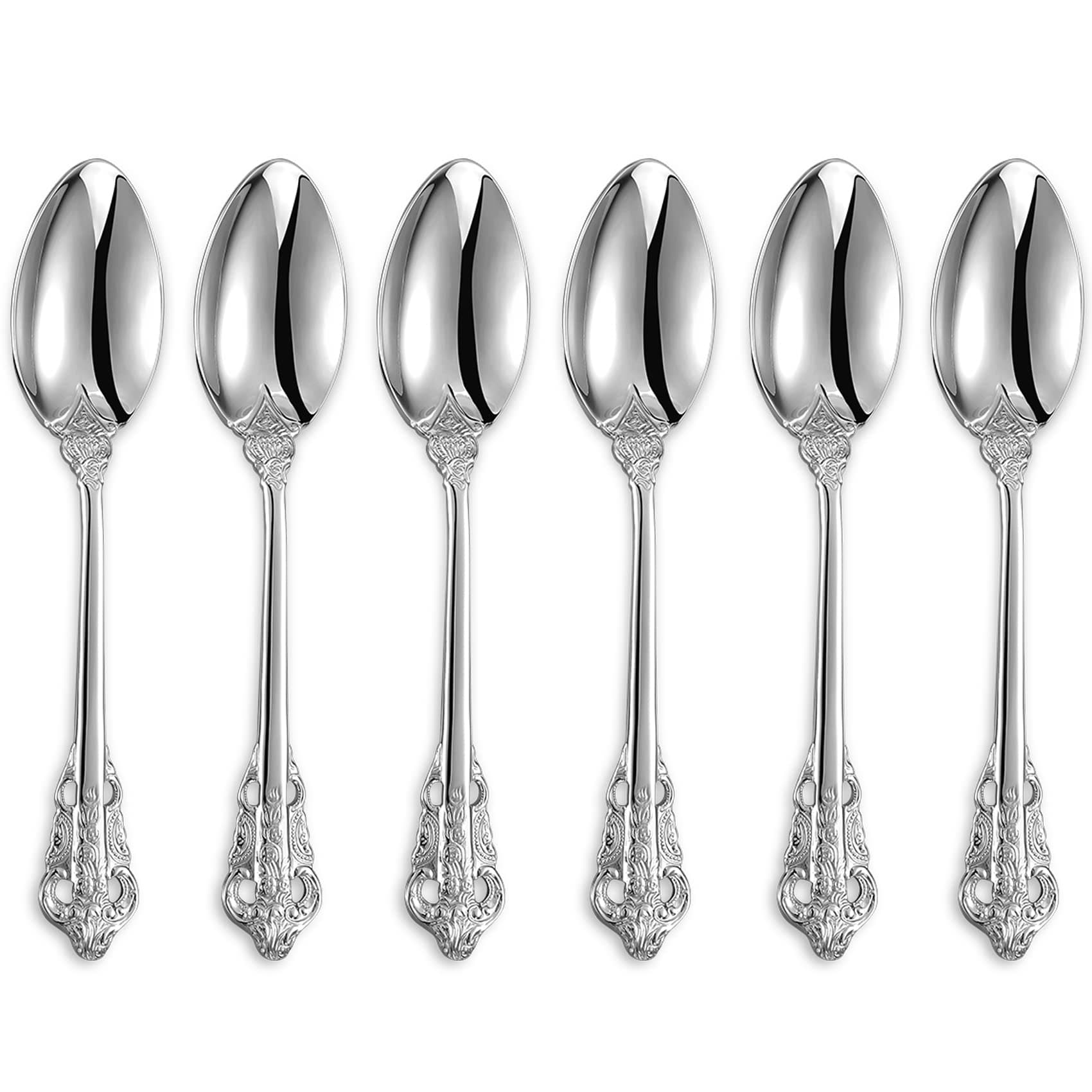KEAWELL Luxurious 5.1-Inch Espresso Spoons Set - 6 Pieces - Mini Coffee Spoon, 18/10 Stainless Steel - Gorgeous Design with Exceptional Mirror Polished Finish (Silver)