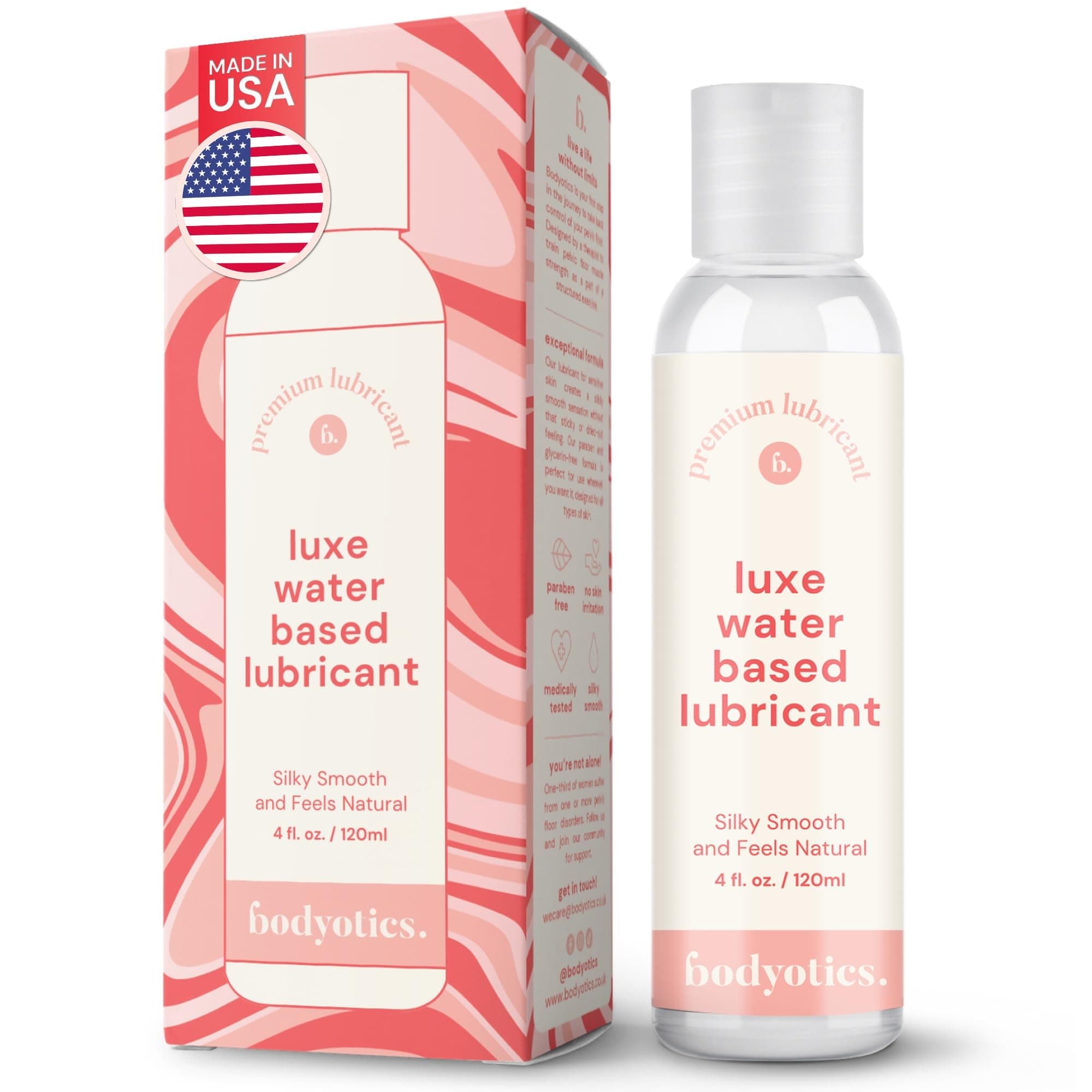 Bodyotics Water Based Lube - Versatile, Natural Feel - Toy and Silicone-Friendly for All Your Adventures - Water-Play & Edible - Made in USA - Personal Lube for Women, & Couples (4 Fl Oz)