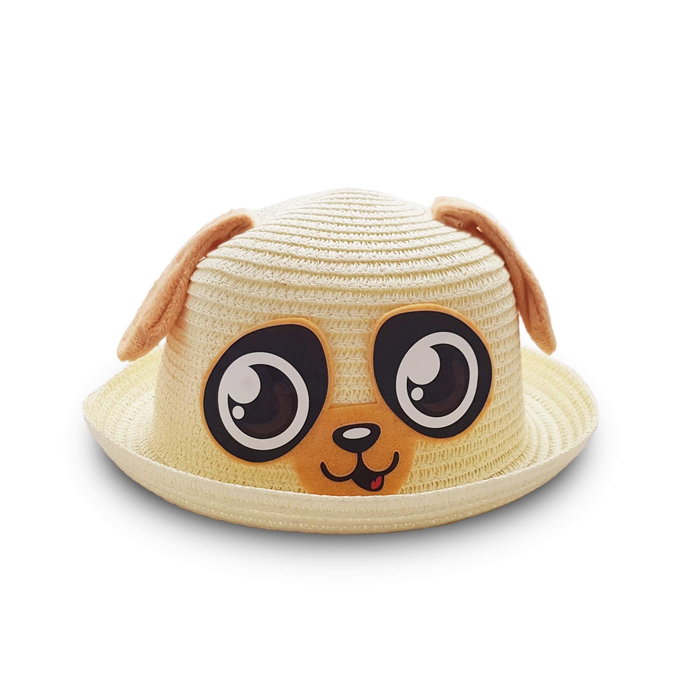 VRITRAZVRITRAZ Kids Puppy Summer Fashion Straw Bucket Cap, Suitable for 3-12 Year Hat White