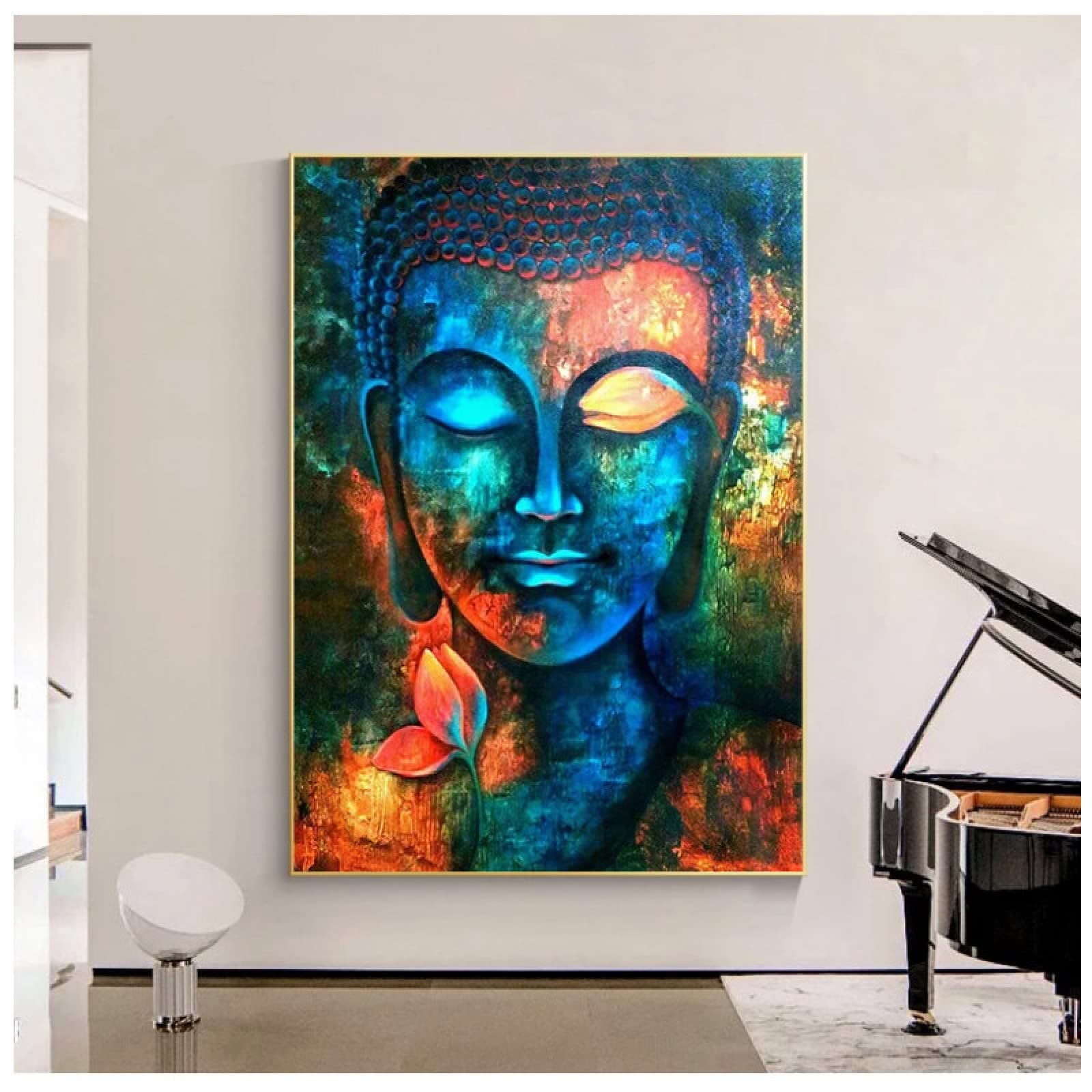 Plamc Abstract Wall Art Colorful Lord Buddha Buddhism Canvas Art Painting Modern Home Decoration Posters And Prints Wall Picture For Living Room Wall Decor,No Frame,40X60Cm