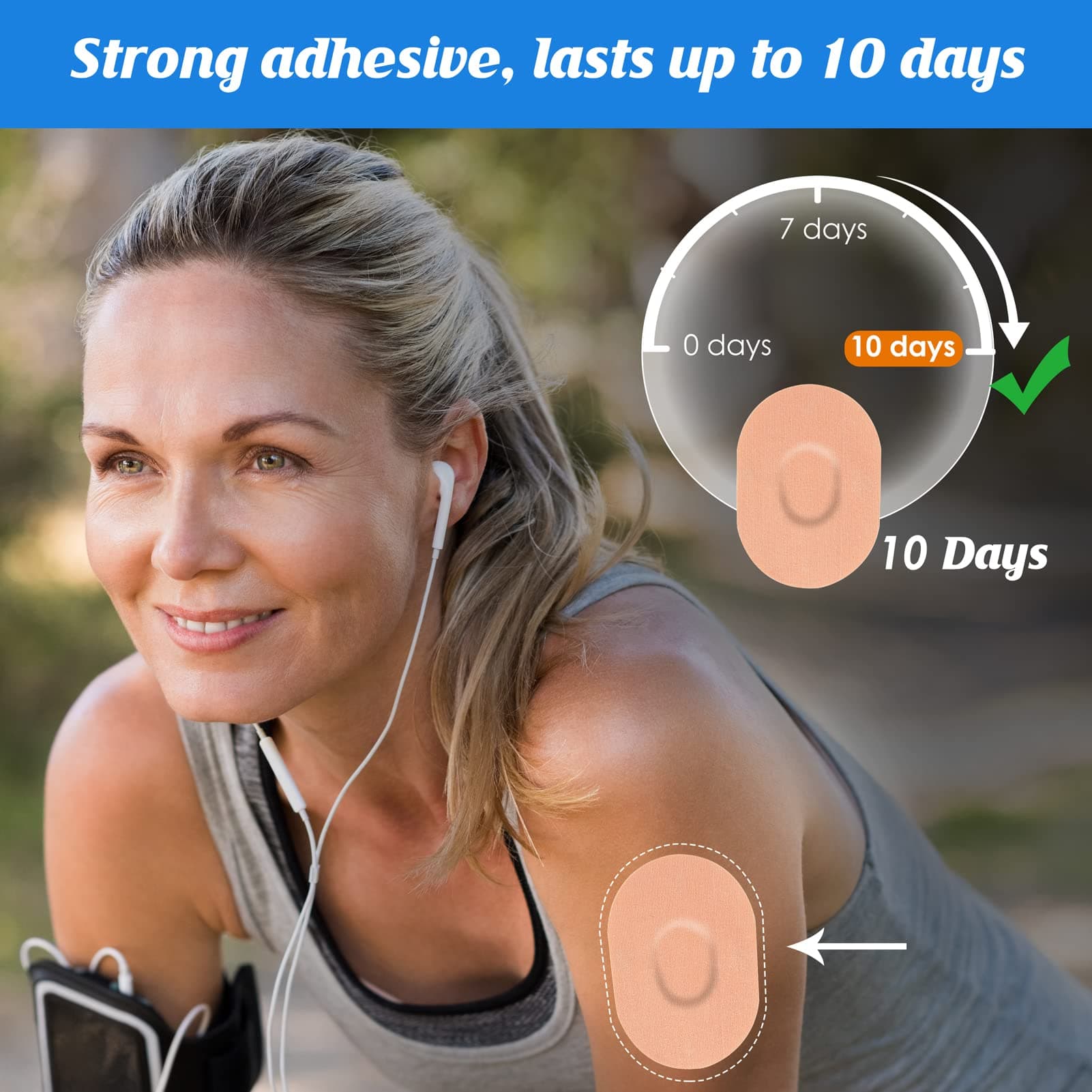 40pcs Dexcom G6 Adhesive Patches - 10-14 Days Long Stay Fixation Monitor Protection, Waterproof Overpatch CGM Stickers for G6,Easy to Use Pre-Cut Adhesive Tape by YOUSHARES (Big Size Tan)