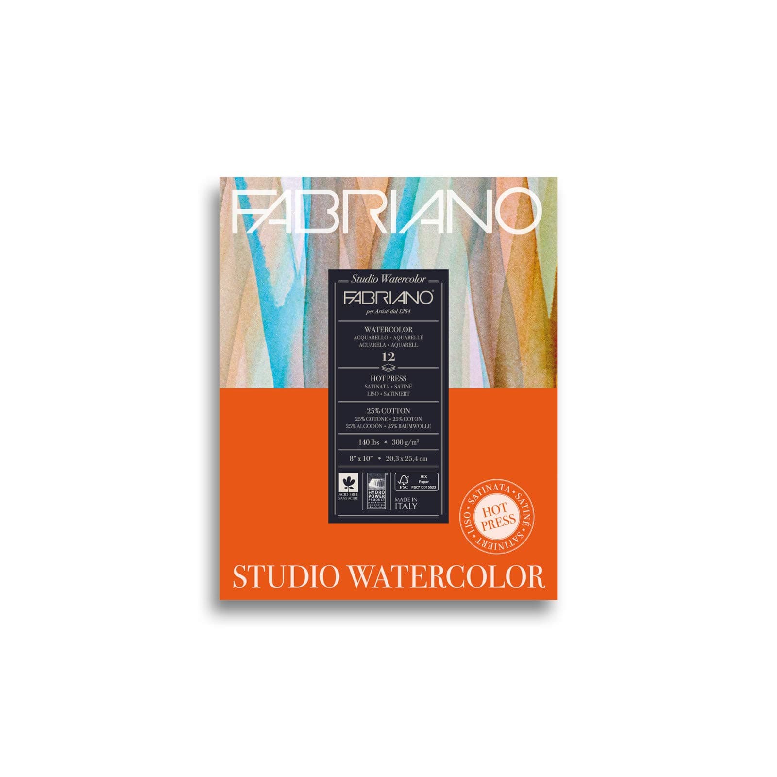 Studio Watercolor Pad, Hot-Press, 8" x 10", 140 lb., 12 Sheets