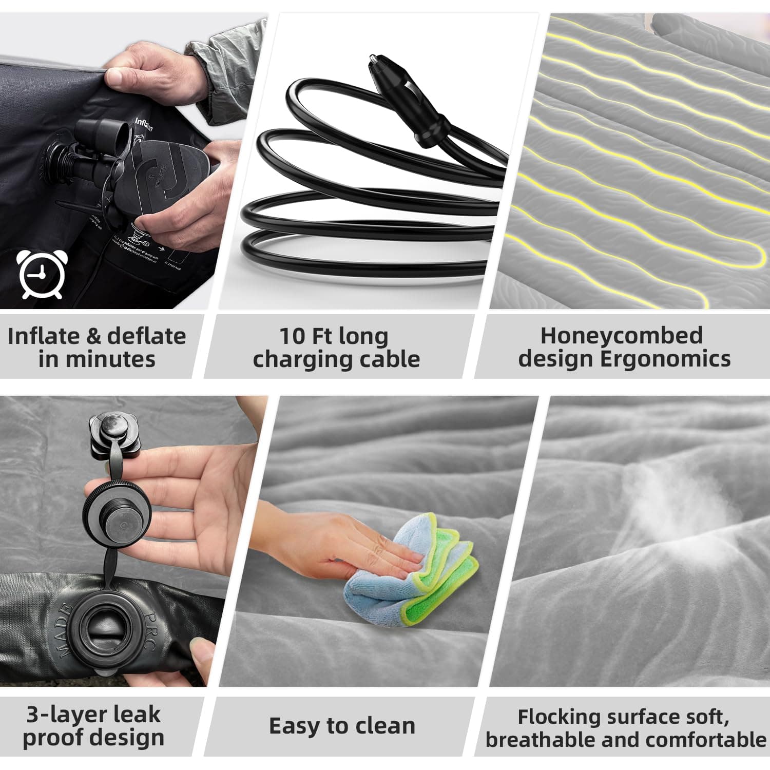 Umbrauto SUV Air Mattress Car 2022 Upgraded Flocking and Extra Thick Oxford Surface Sleeping Bed for with Electric Pump,3M Charging Cable