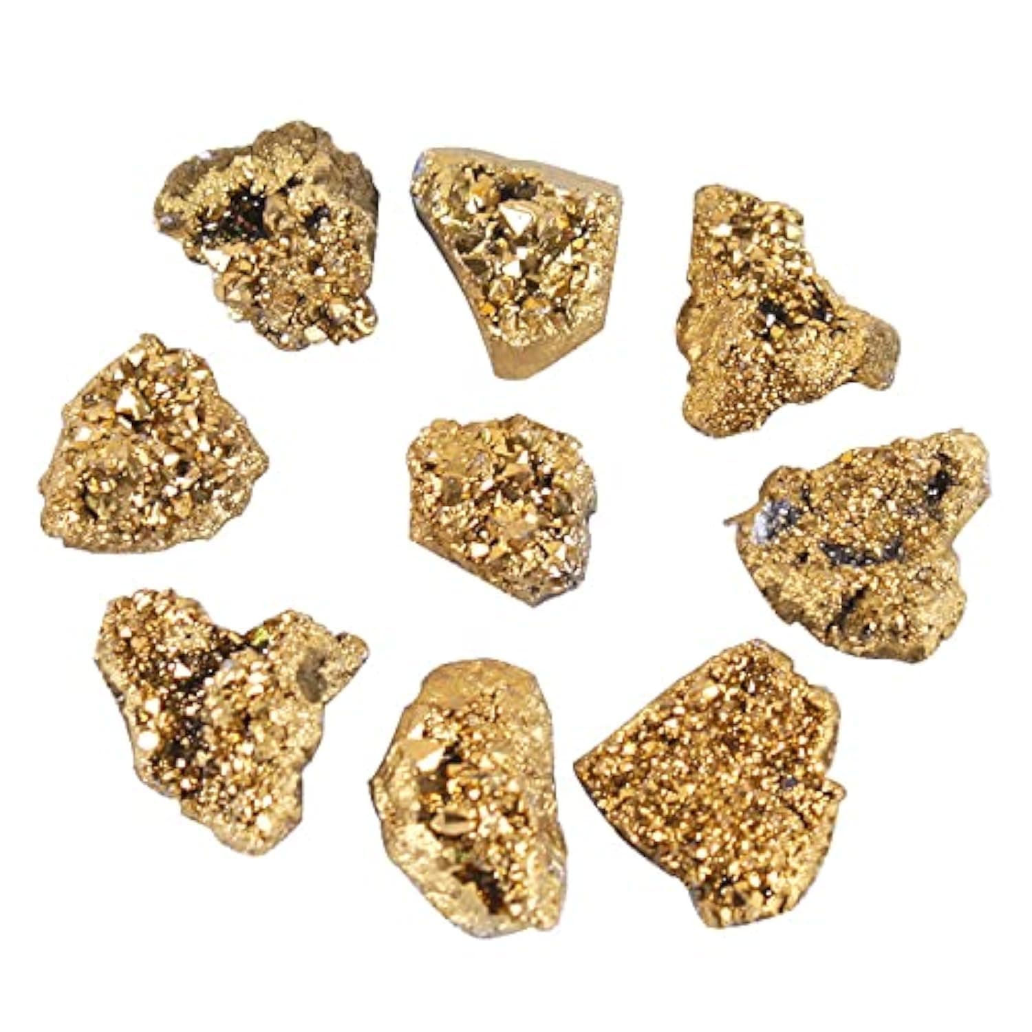 Wowagoga 8 Pcs 15-25mm Natural Pyrite Stone Raw Pyrite Crystal Fools Gold for Cabbing Tumbling Reiki Healing (Gold)