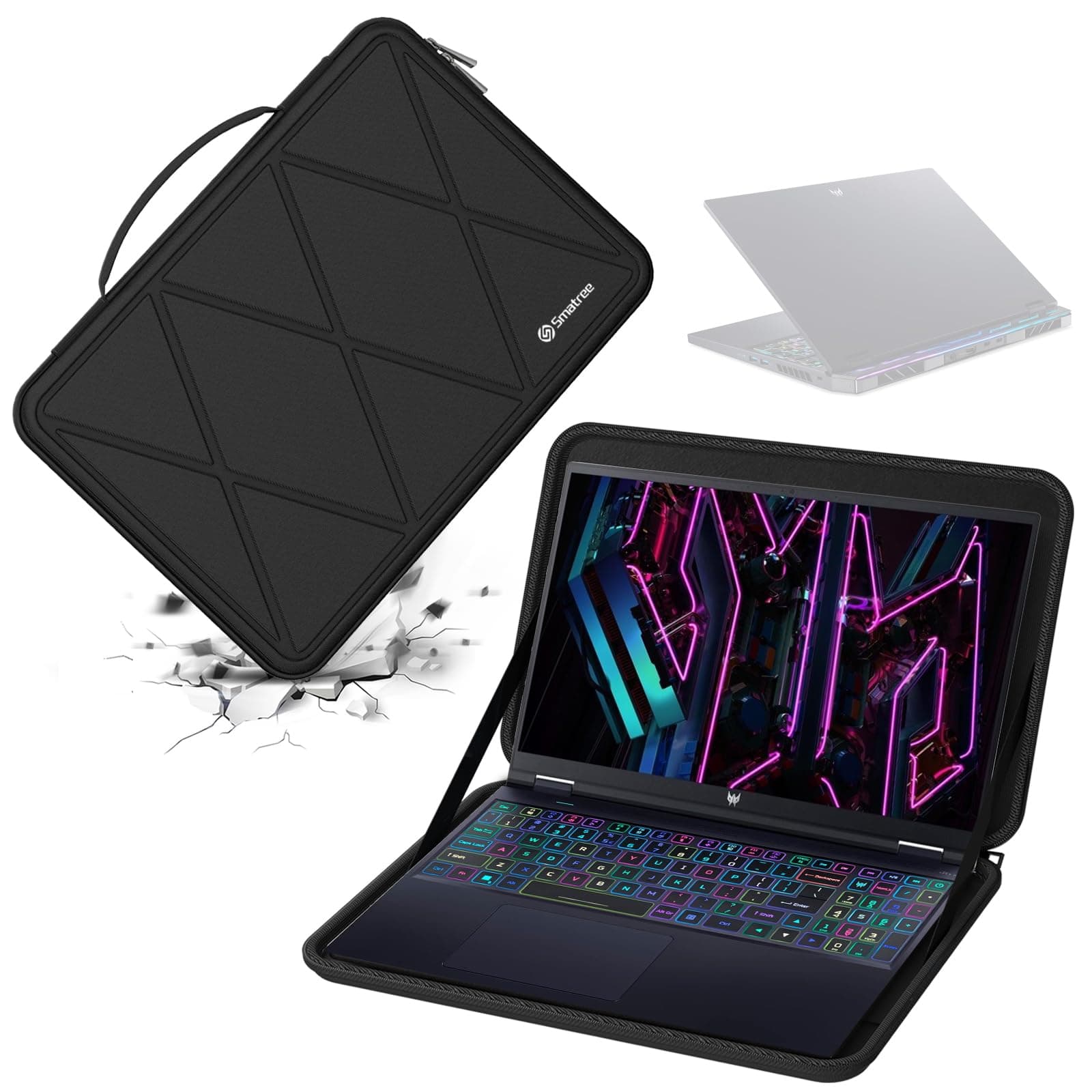 Smatree Hard EVA Protective Sleeve Case for 16" Acer Nitro 16 Gaming Laptop, 16" Acer Predator Helios 16 Gaming Laptop, 16" Lenovo LOQ 16IRH8 Gaming Laptop, 16" Lenovo LOQ 16APH8 Gaming Laptop and