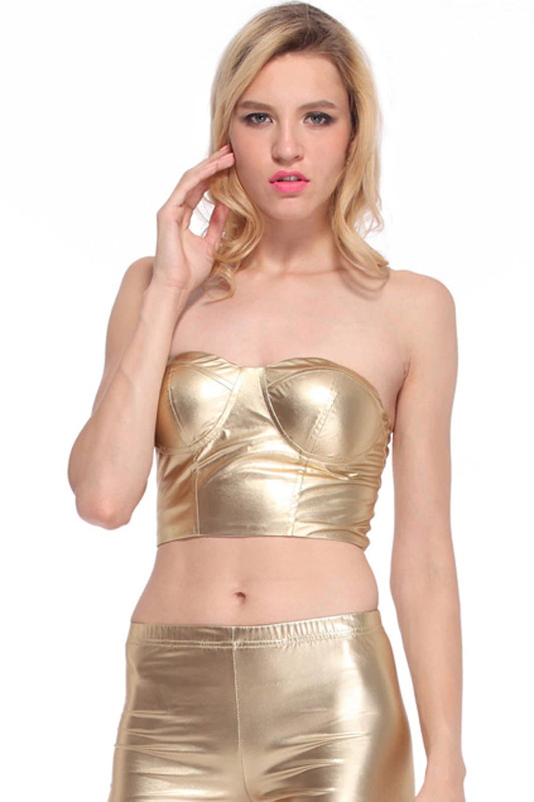 New Style Golden Faux Leather Bandeau Size M