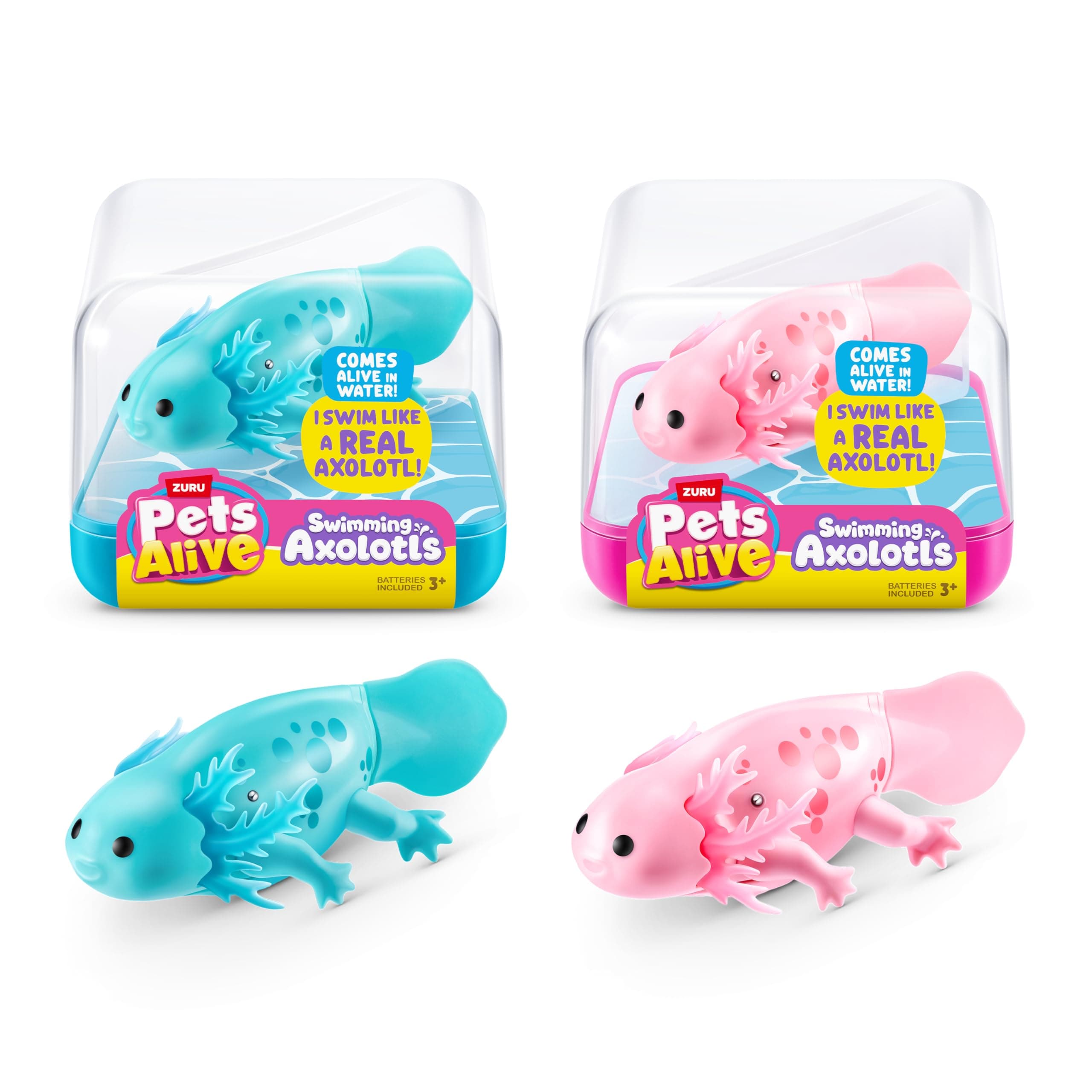 Robo Axolotl, Series 1, Swimming Axolotl, (2 Pack), Mailer Box