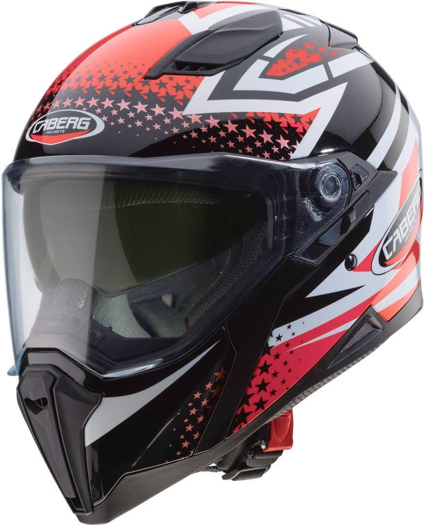 Caberg Jackal Sniper Motorrad Integral Helm Sonnenblende Pinlock Strasse Visier Touren, 3028002, Farbe Schwarz Rot Fluo, Größe XL