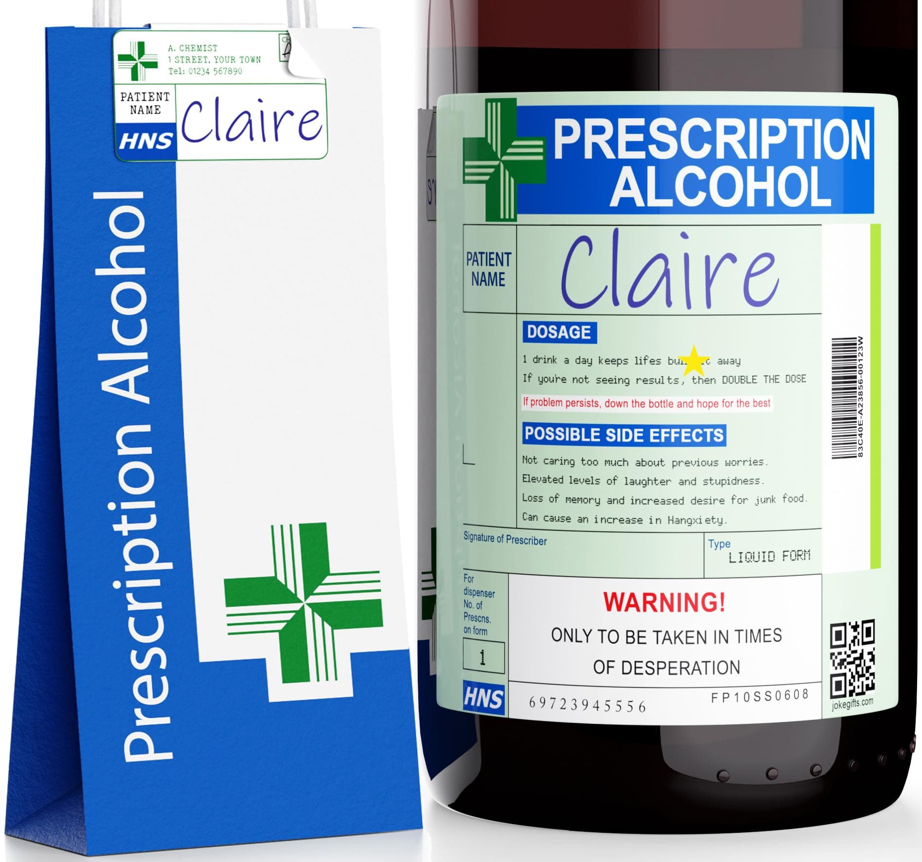 Funny Valentines Gift for Her Prescription Wine Label & Bottle Bag, Valentine's Gifts for Wife Valentines Day Gift for Girlfriend Prescription Wine Prosecco Gifts Funny Birthday Gifts for Women