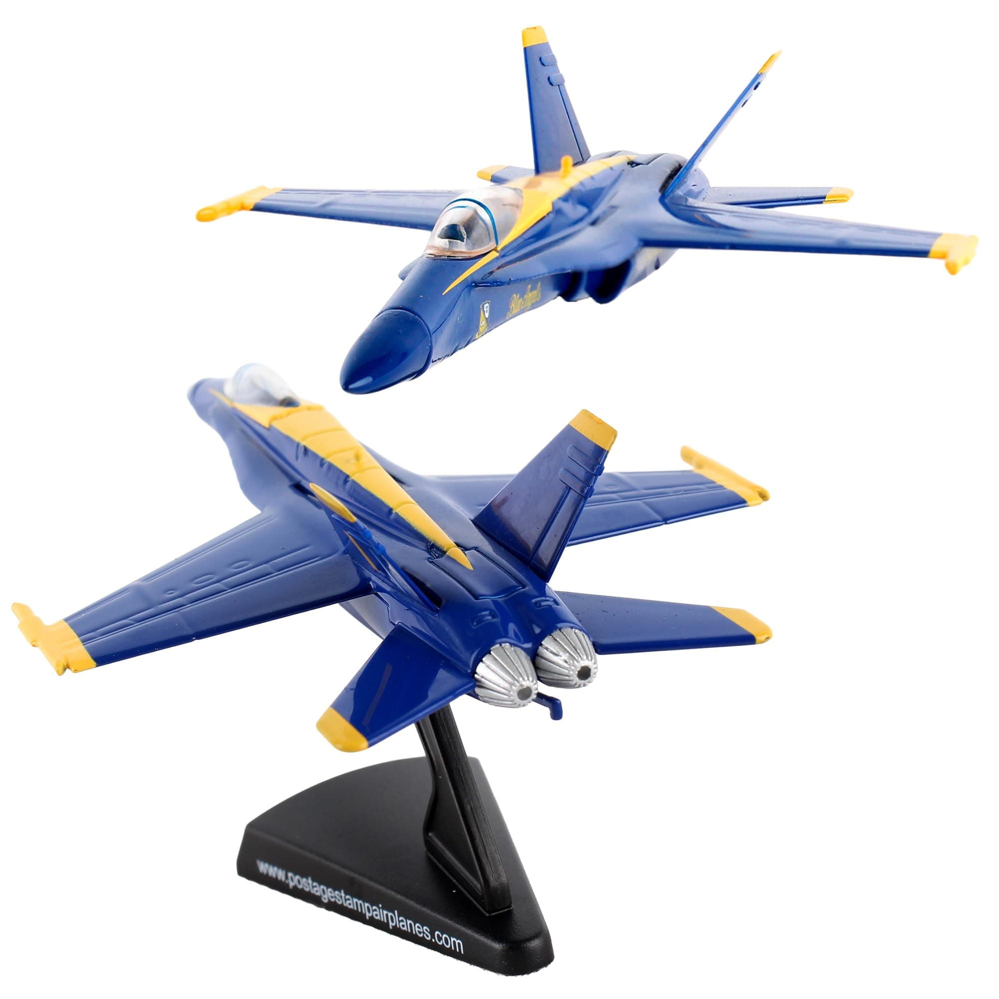 Postage Stamp F/A-18C Hornet Blue Angels – 1/150 Scale Die-Cast Metal Jet Model with Display Stand – Officially Licensed US Navy Collectible Aircraft for Adults Ages 14+