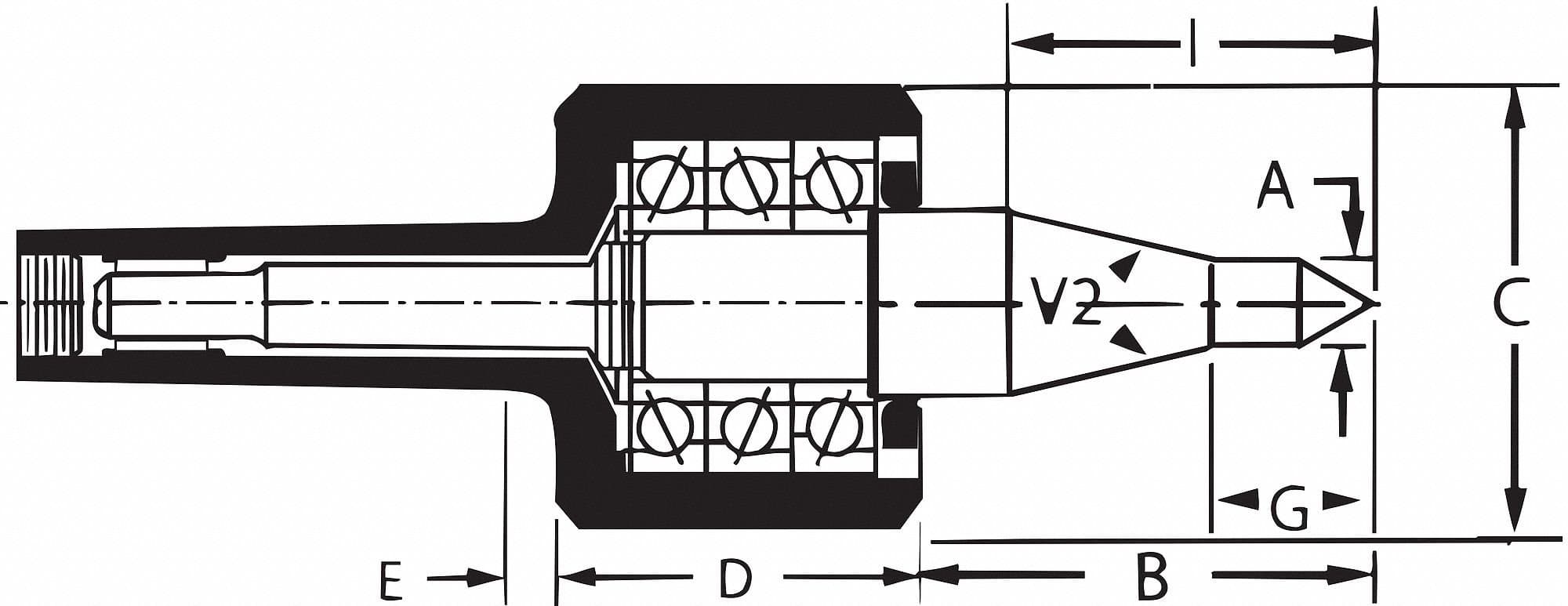 RITEN Advantage Live Center - TAPER: 3 MT Point Length : 2"