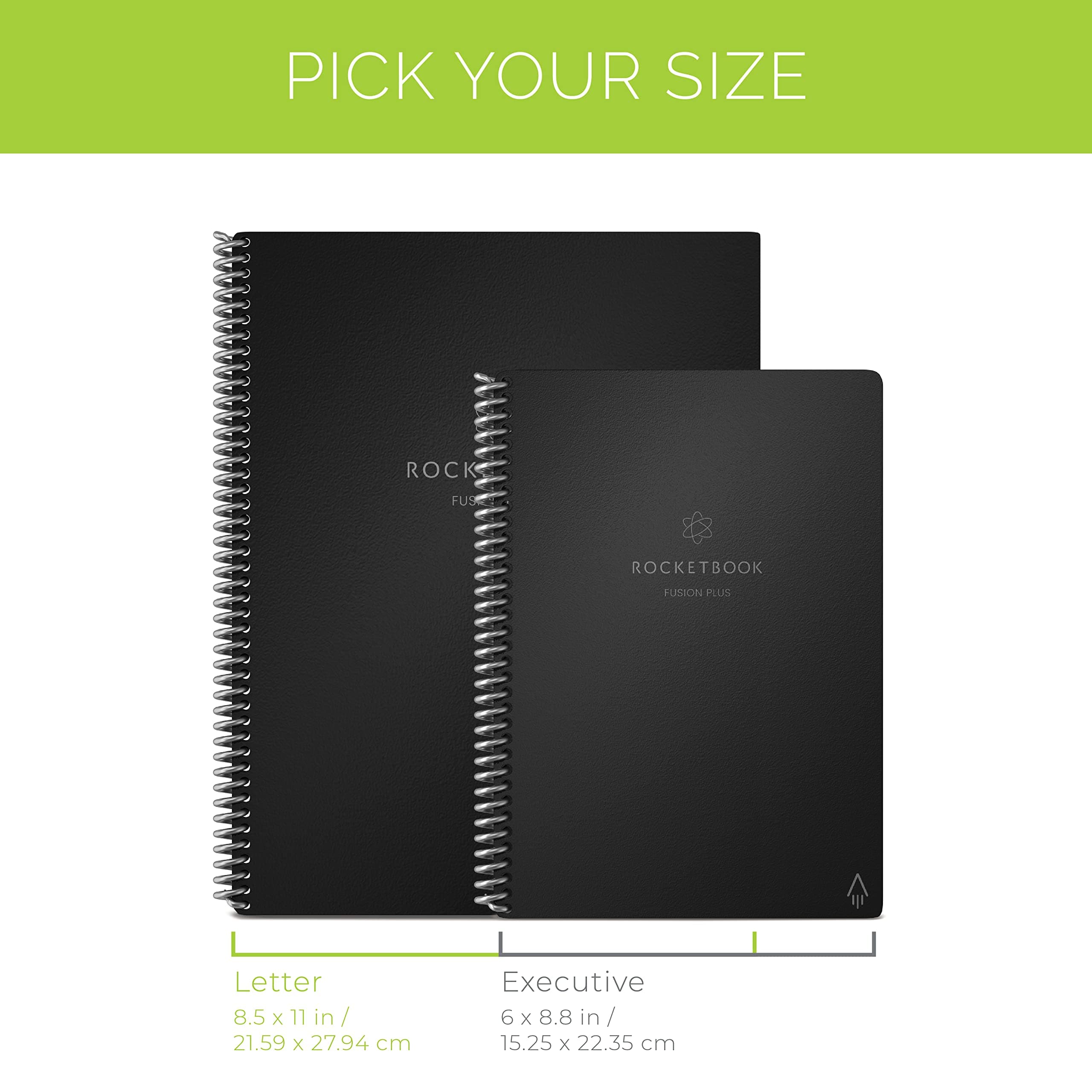 Rocketbook Fusion Plus Smart Reusable Notebook Planner, Notetaking and Planning In One, Letter Size 8.5x11, Black