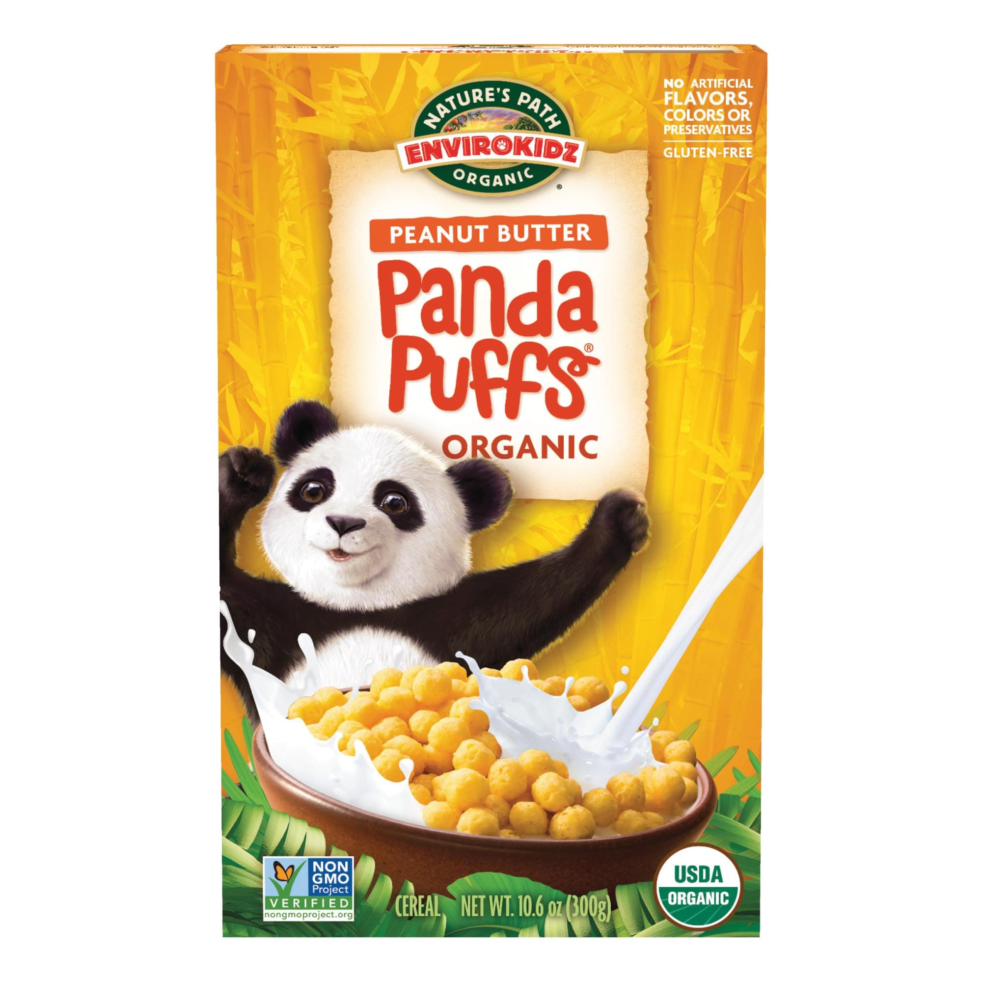 Organic Panda Puffs Cereal, 10.6 oz (Pack of 1), Peanut Butter, Gluten Free, Non-GMO, by Nature's Path