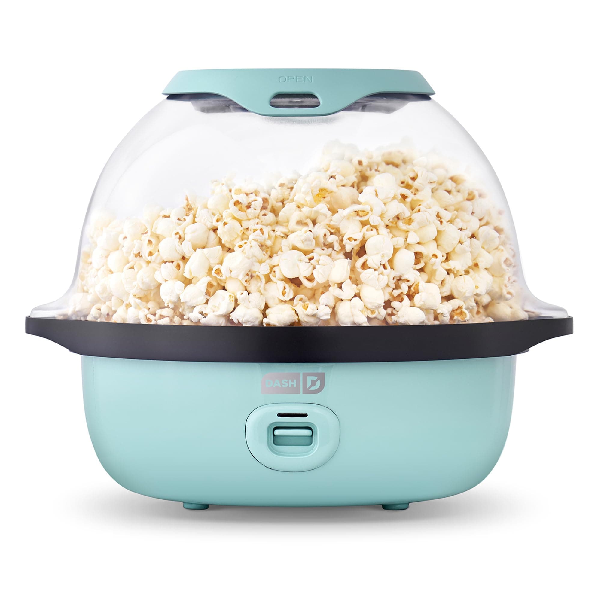 SmartStore Deluxe Stirring Popcorn Maker - Hot Oil Electric Popcorn Popper with Butter-Warming Tray, Clear Serving Bowl, Storage Lid & Measuring Cup - 24 Cups, Aqua