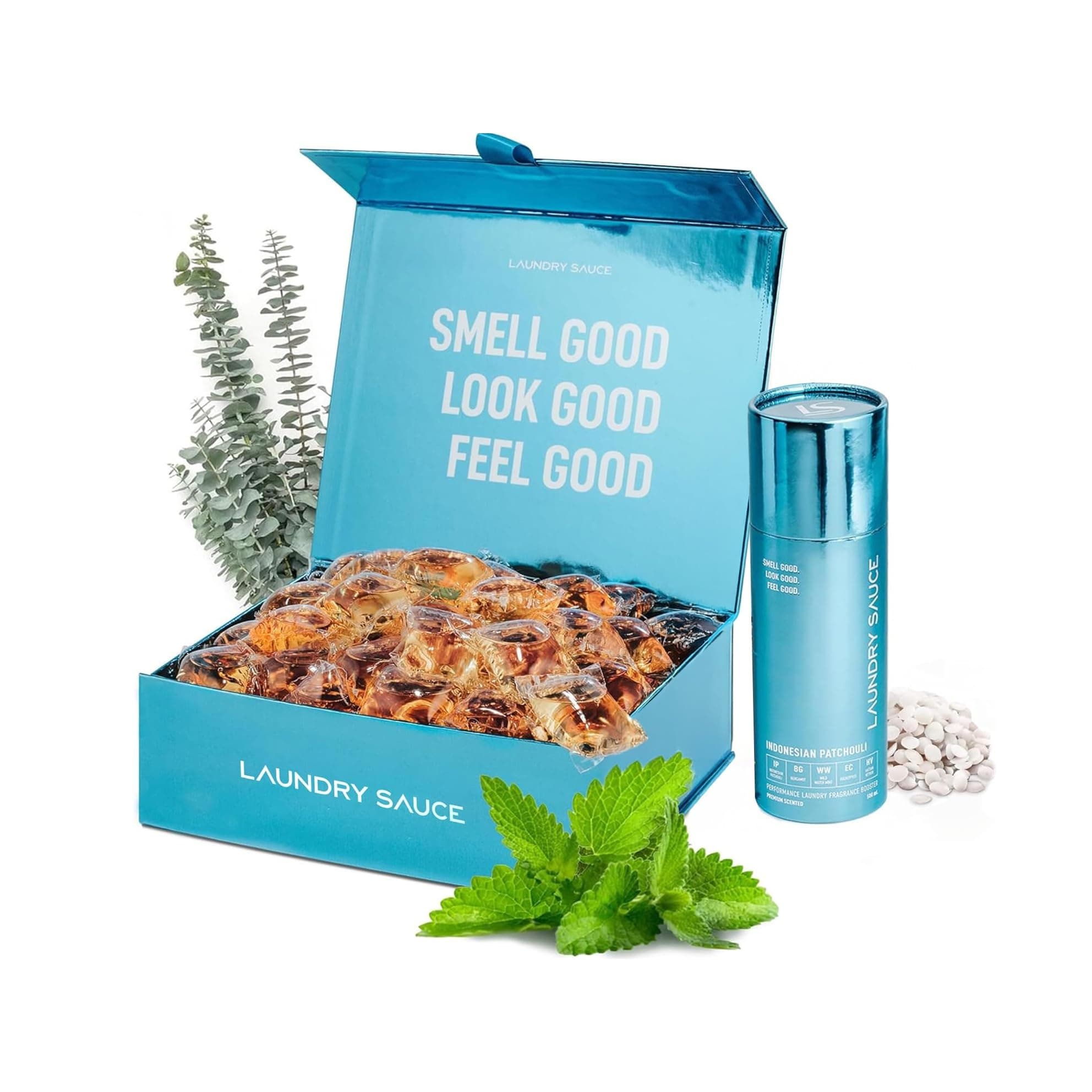 Luxury Scented Laundry Detergent Pods & Scent Booster Bundle (Indonesian Patchouli), Premium Laundry Washing Pods with High-End, Sophisticated Fragrances - Dye Free & HE Compatible