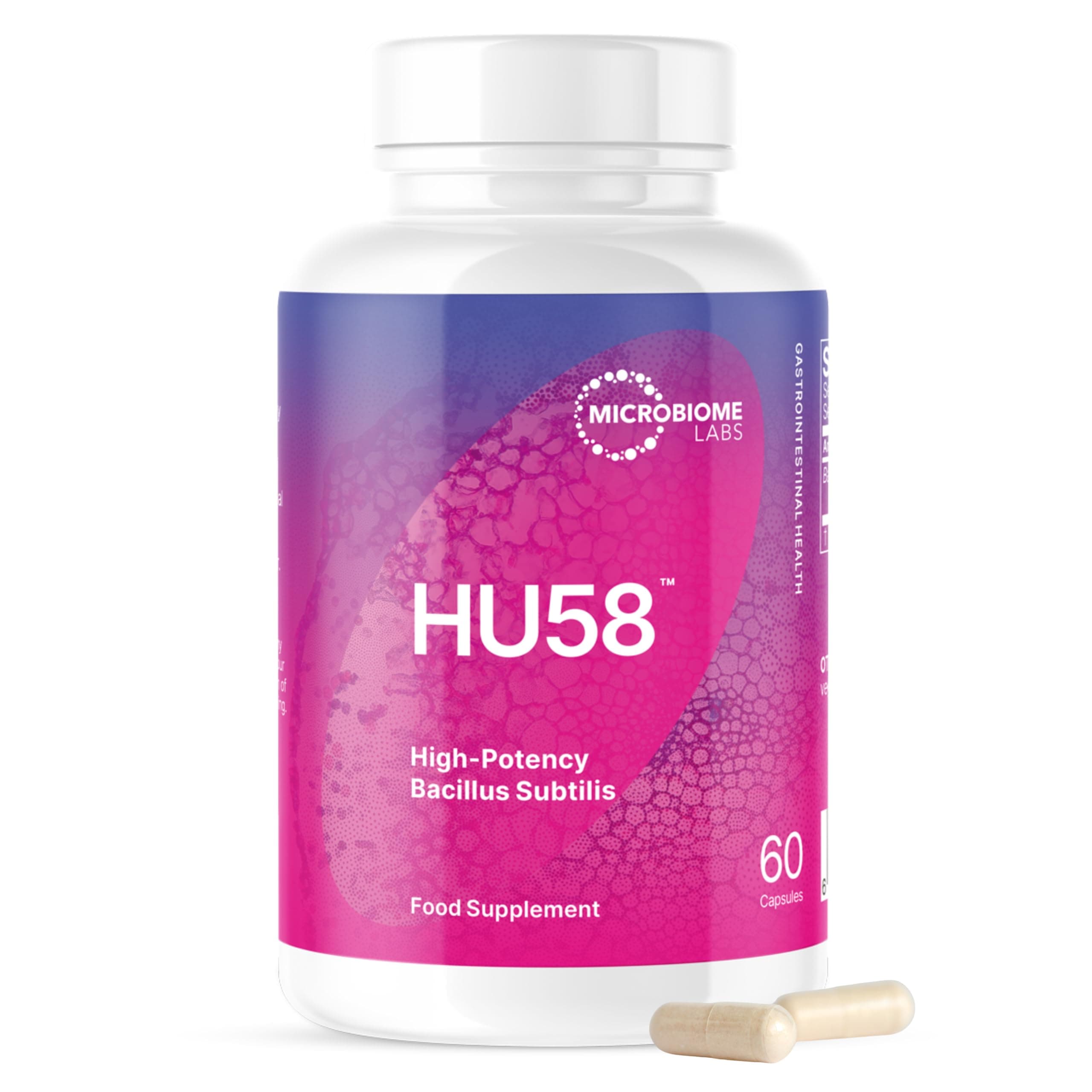 HU58 – High-Potency Bacillus subtilis Spore Probiotic Supplement – Probiotics for Digestive Health & Gut Support, Ideal for Men & Women – 100% Survivability – 60 Vegan Capsules