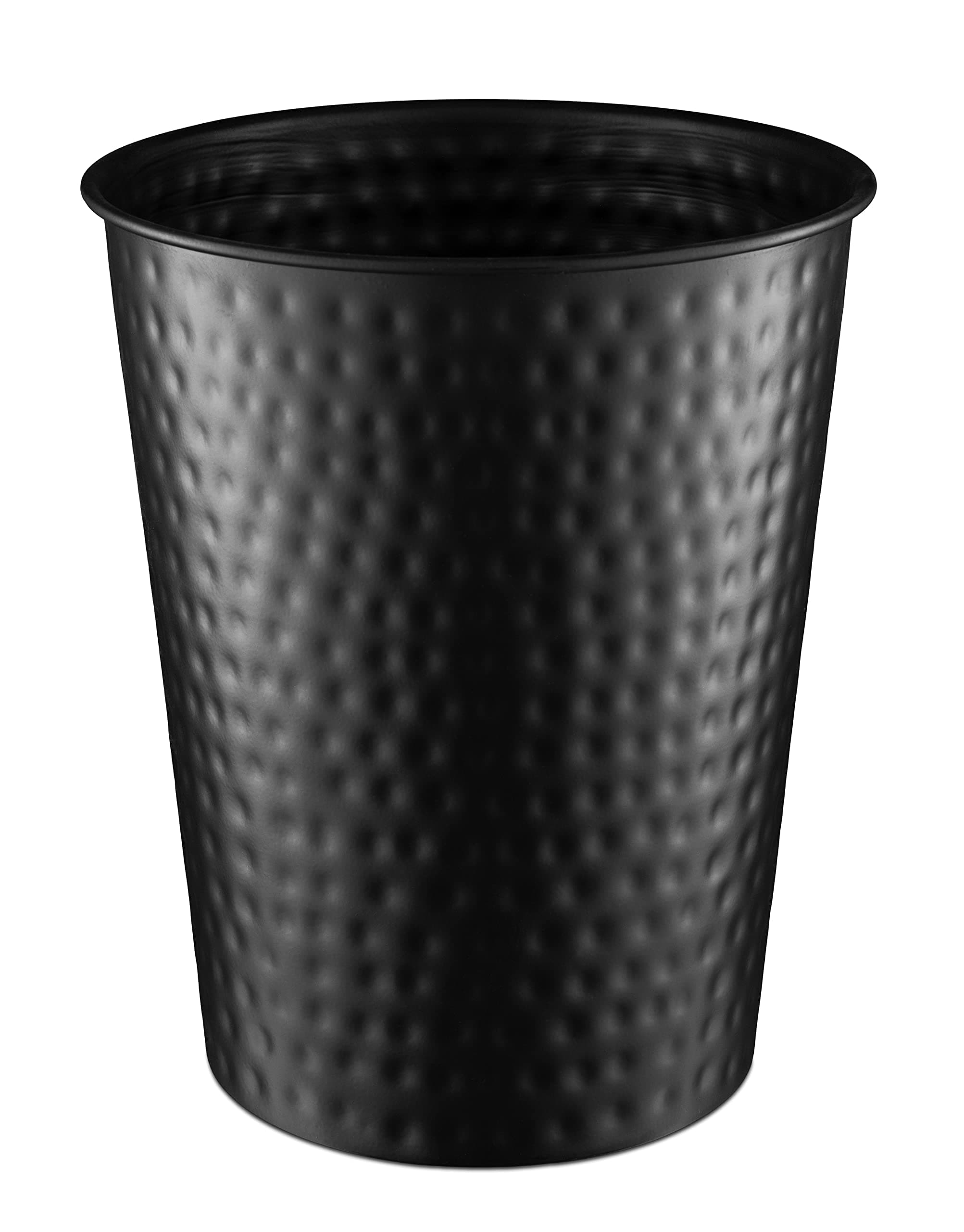 Monarch Abode Metal Bathroom Trash Can – Waste Basket for Bedroom, Office Desk, & Dorm, Hand Hammered, Durable Decorative Black Small Trash Can Bathroom Garbage Bin Wastebasket