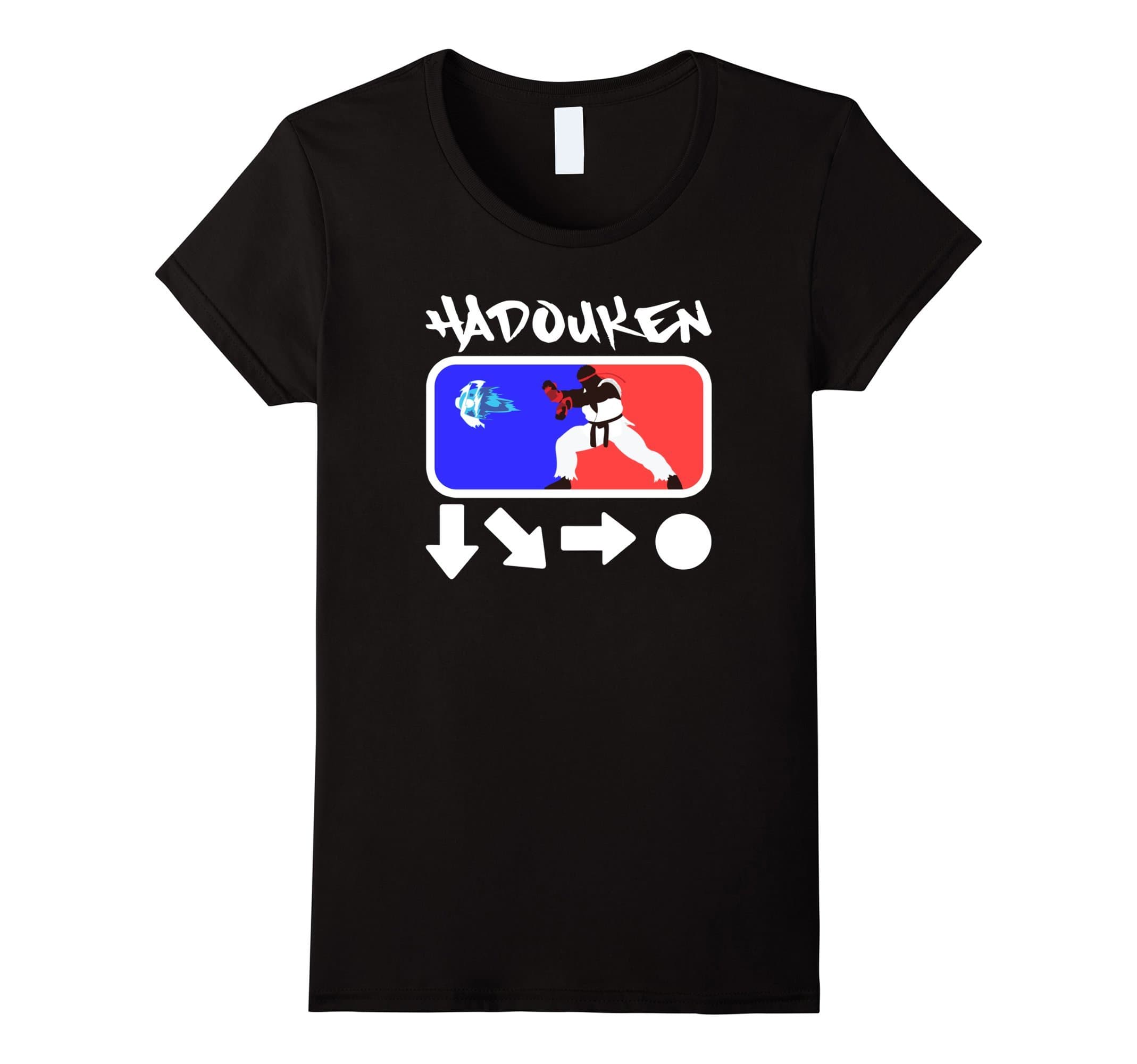 Women's PREMIUM Hadouken Funny retro video game T-shirt | ON SALE Large Black