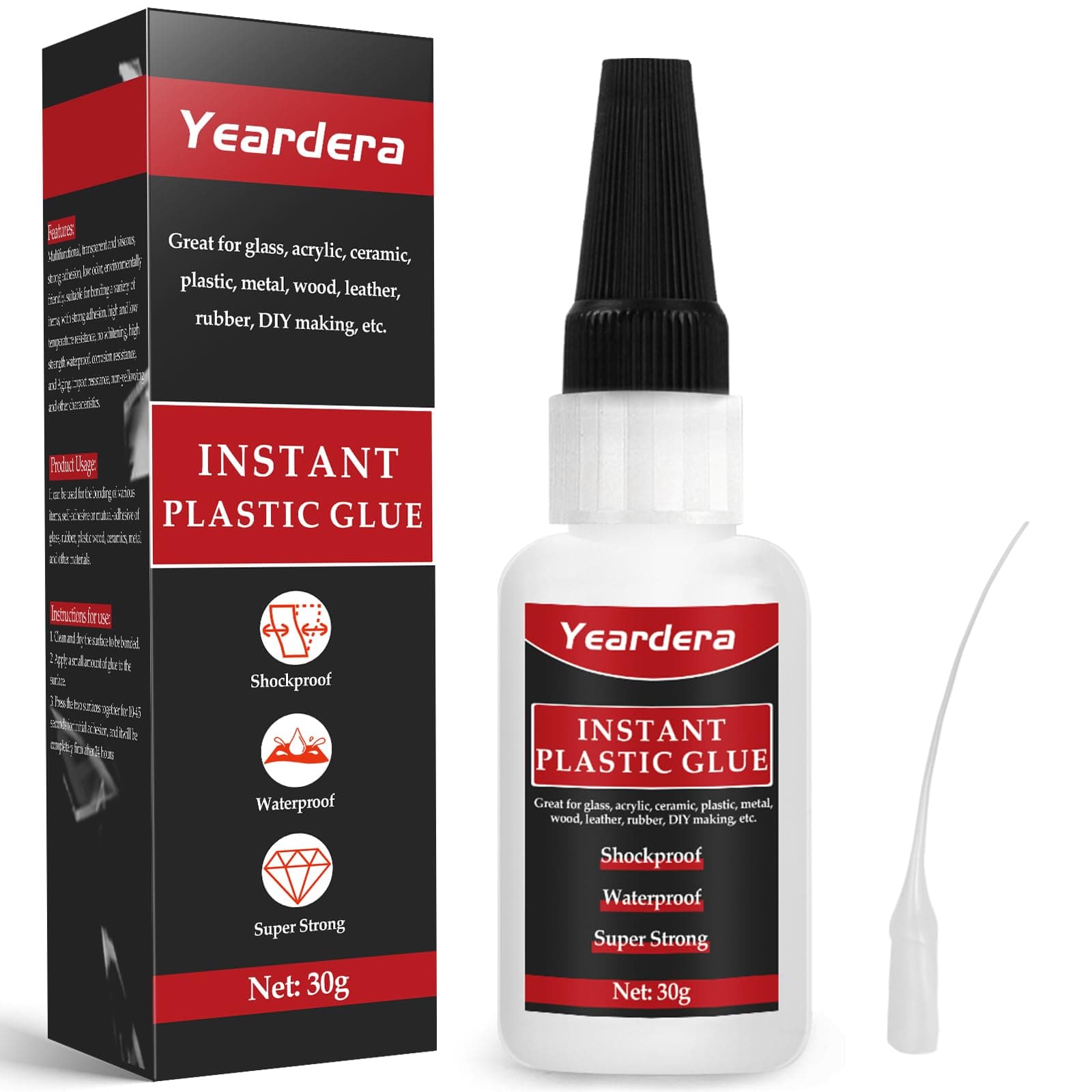 Plastic Glue, Clear, High Strength, 30g Super Adhesive for Plastic Bonding, Acrylic, PVC, DIY Models, and Other Materials