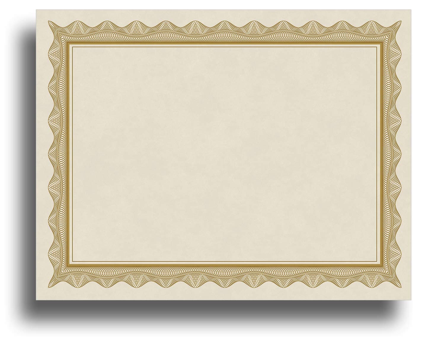 Blank Parchment Certificate Paper for Awards - Works with Inkjet/Laser Printers - Measures 8 1/2" x 11" - Gold Border - 25 Sheet Pack