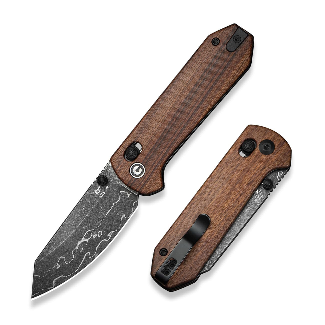 CIVIVI Yonder Folding Pocket Knife for EDC, Crossbar Lock Knife with 2.88" Damascus Blade Wood Handle, Lightweight Knife Gifts for Men Women Camping Hiking, Designed by Zac Whitmore C23073B-DS1