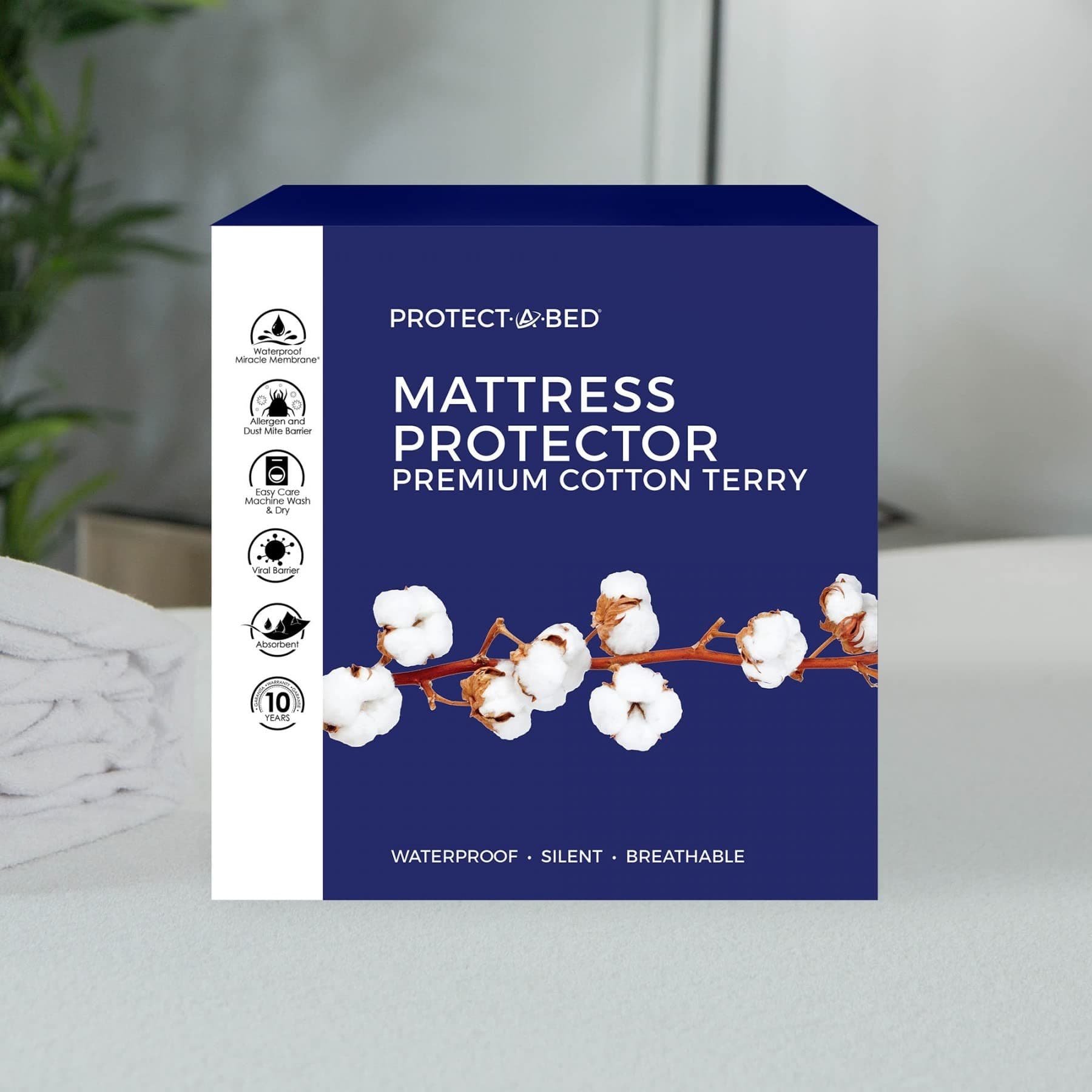 Protect-A-Bed, Premium Cotton-Terry Mattress Protector, Waterproof, 5-sided, King