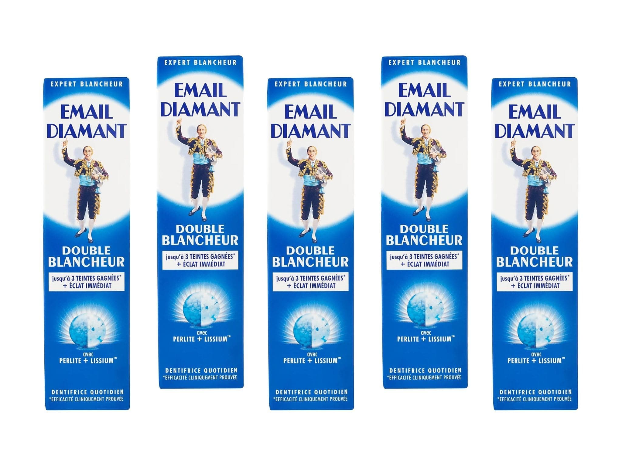 x5 Email Diamant Double Blancheur Whitening Daily Toothpaste Original Cosmetic - 75ml Large Size - 5 Tubes