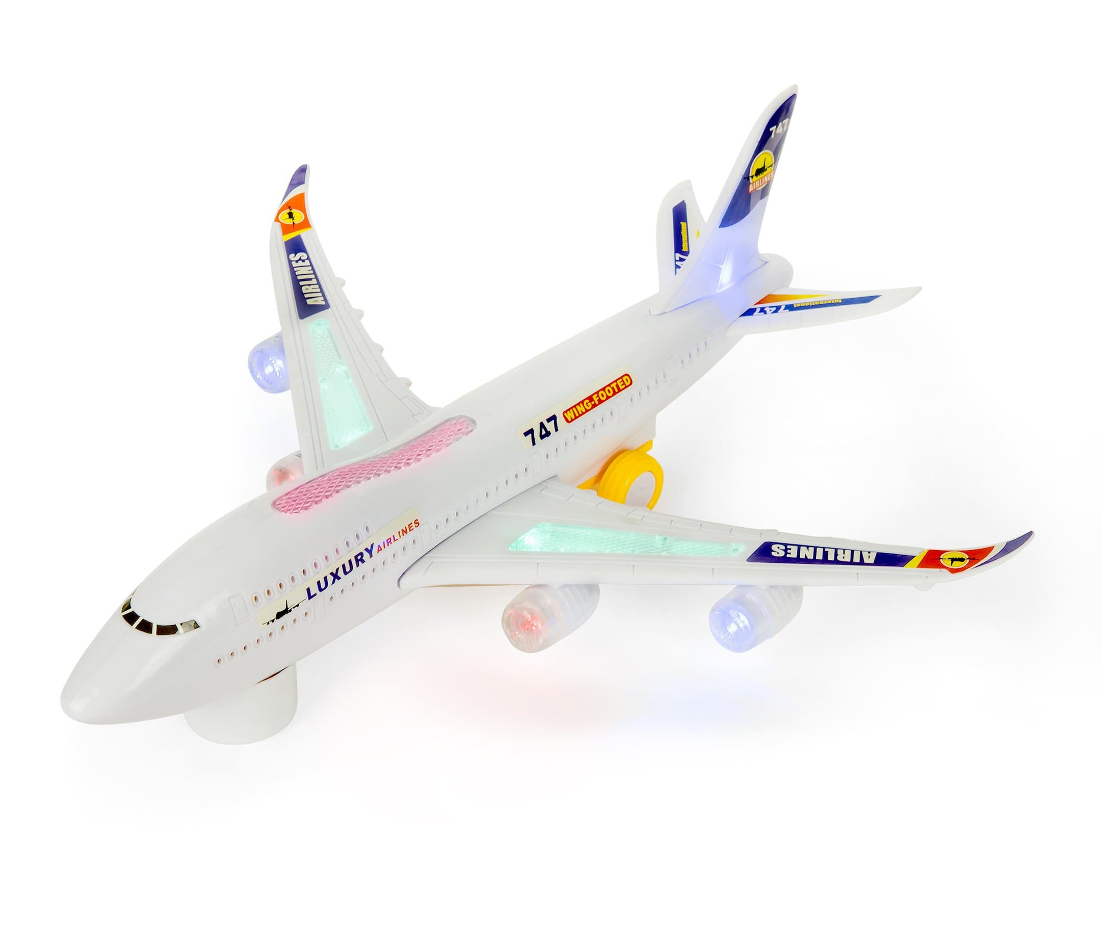 Minmi Airplane Toy, Battery Operated, Bump and Go Action, with Lights and Sounds