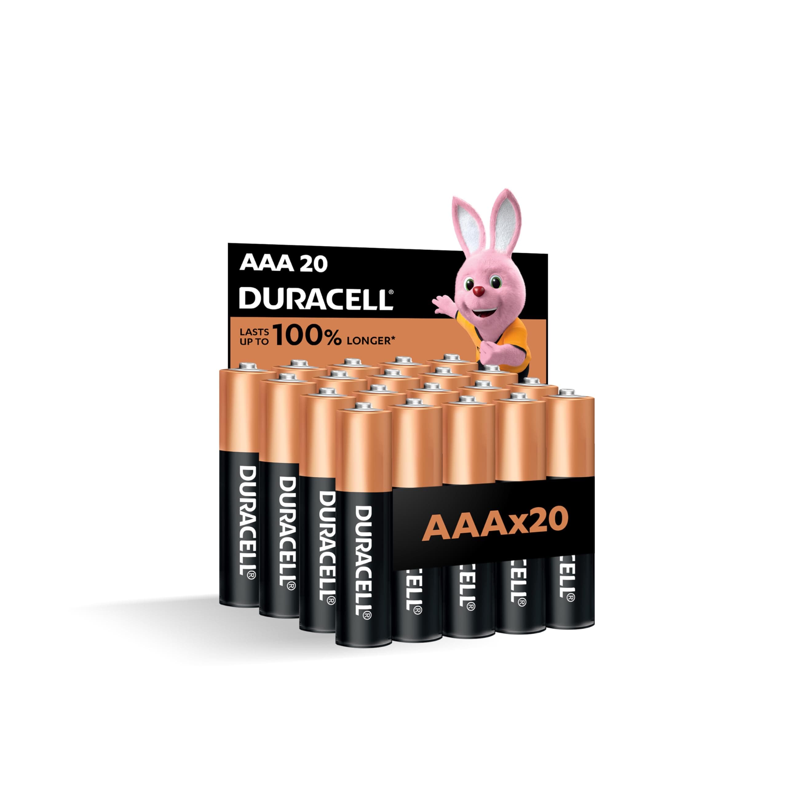 Duracell, AAA 1.5V Alkaline Batteries, Pack of 20 - Last up to 100% longer