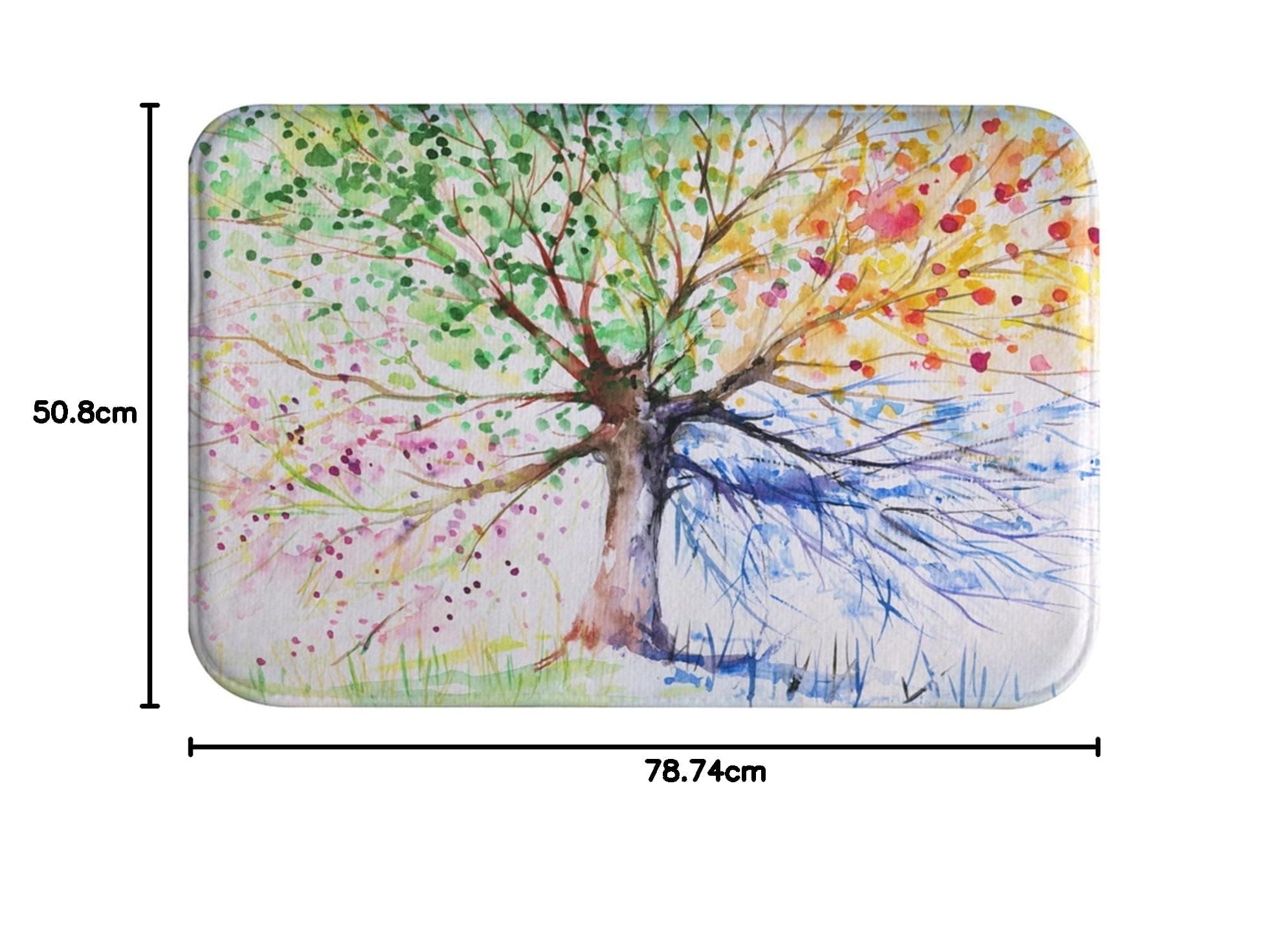 Color Tree Bath Mat, Four Season Tree of Life Bathroom Mats,Absorbent Non Slip Bath Rug Kitchen Floor Mat Carpet, 20 x 31 Inch