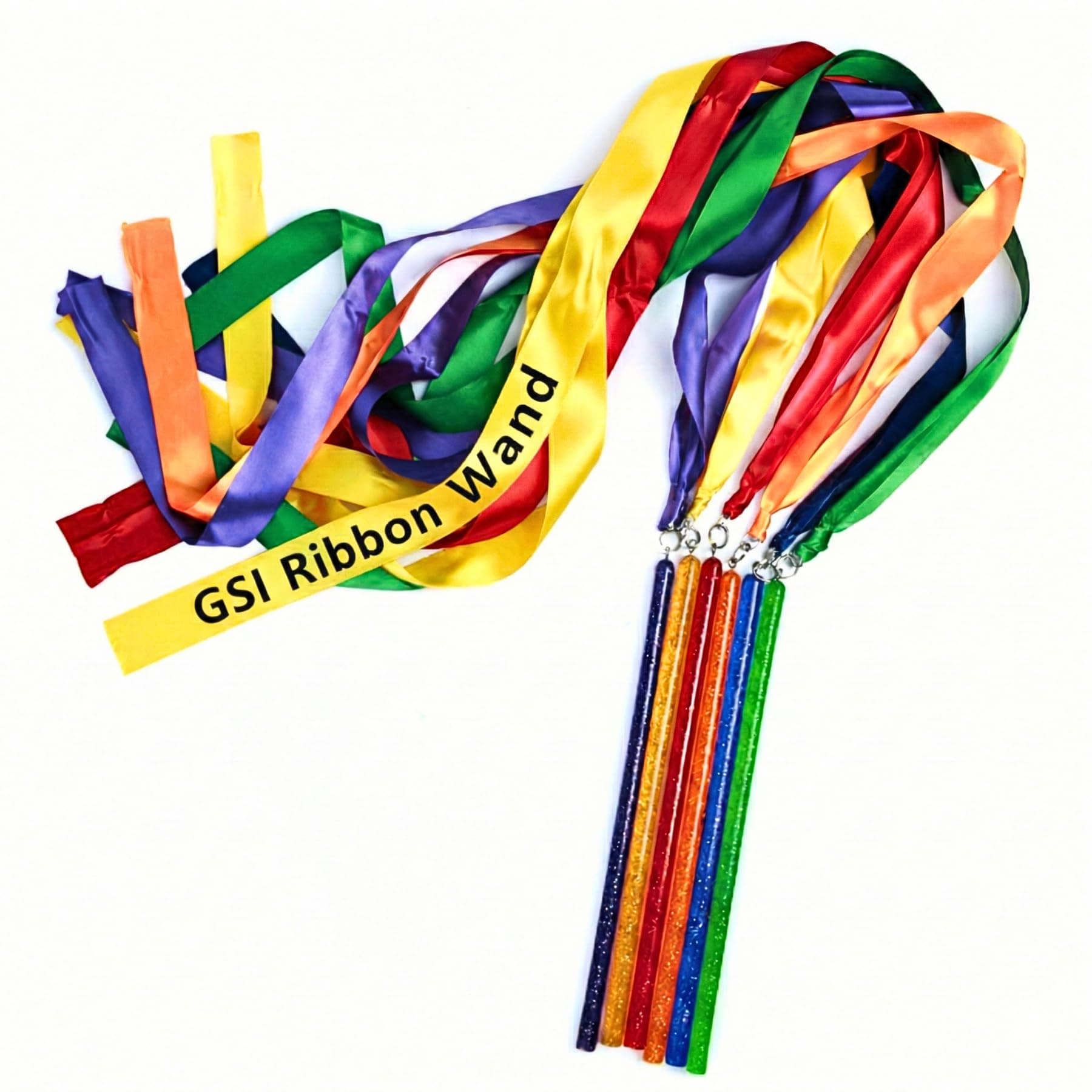 GSi Multicolor Sparkling Ribbon Wands & Rings - 6 & 12 Pack Dance Streamers for Gymnastics, Rhythmic Play & Parties