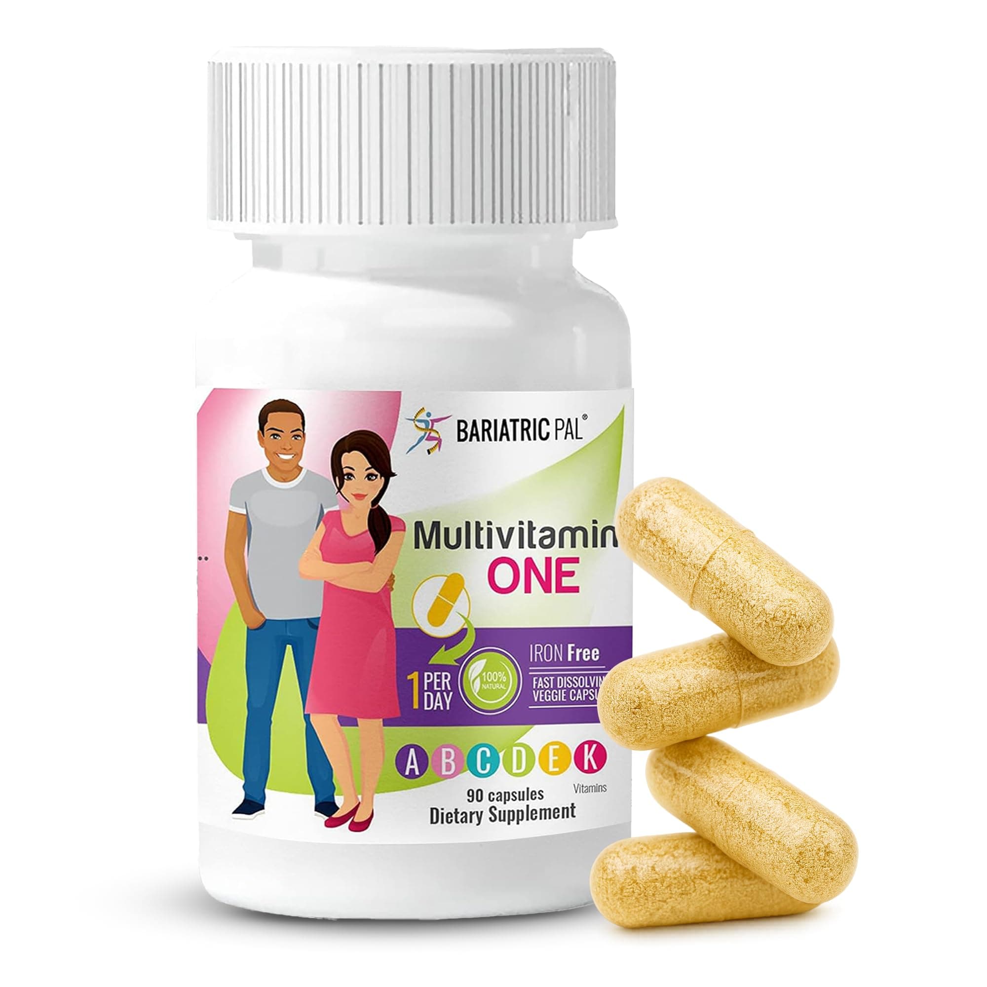 Multivitamin ONE 1 per Day! Bariatric Multivitamin Capsule Iron Free | Easy to Swallow Capsule | Vitamin for Bariatric Surgery Patients | 90 Count (3 Month Supply)