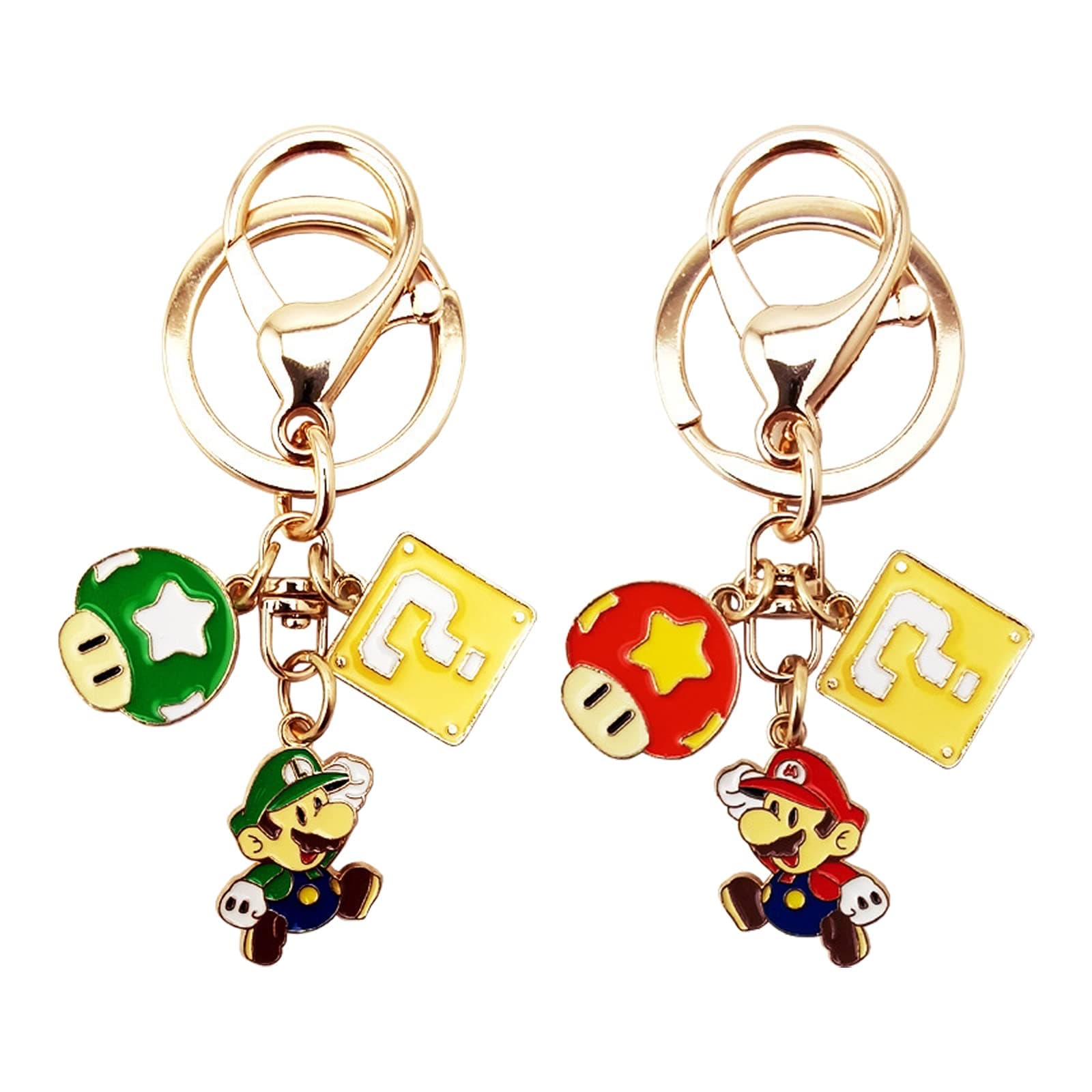 wopin2 Pcs game character Keyring, Mario and Luigi Keychain, game character Gift Idea, Birthday Gift for Family and Friends