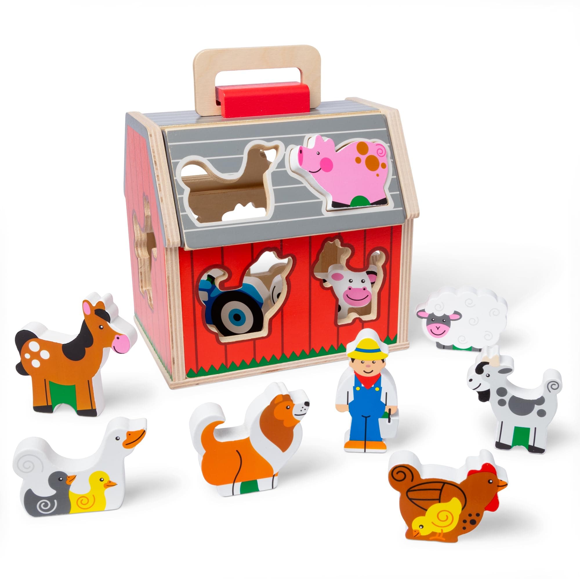 Wooden Take-Along Sorting Barn | Stacking Toy for Kids, 10 Farm Animals | Age 2+