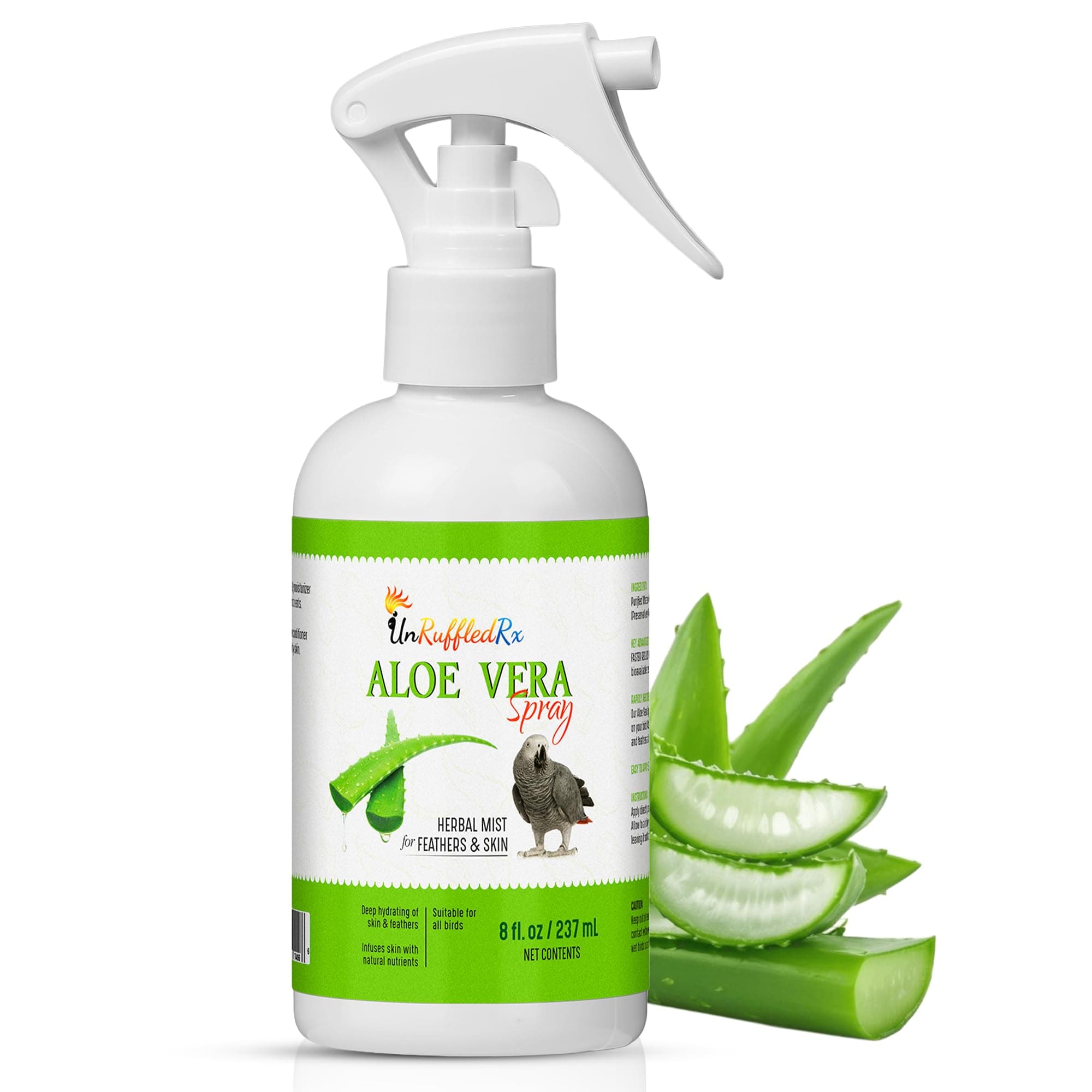 Aloe Vera Bird Bath Spray for Daily Care & Skin Health 8 Fl Oz - Soothe, Soften, and Protect Your Bird