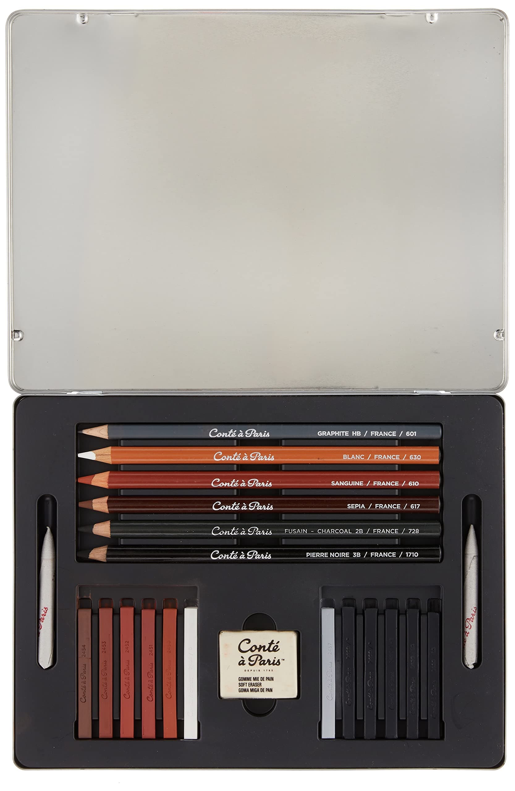 Conté à Paris The Sketching Box with Assorted Sketching Pencils,White