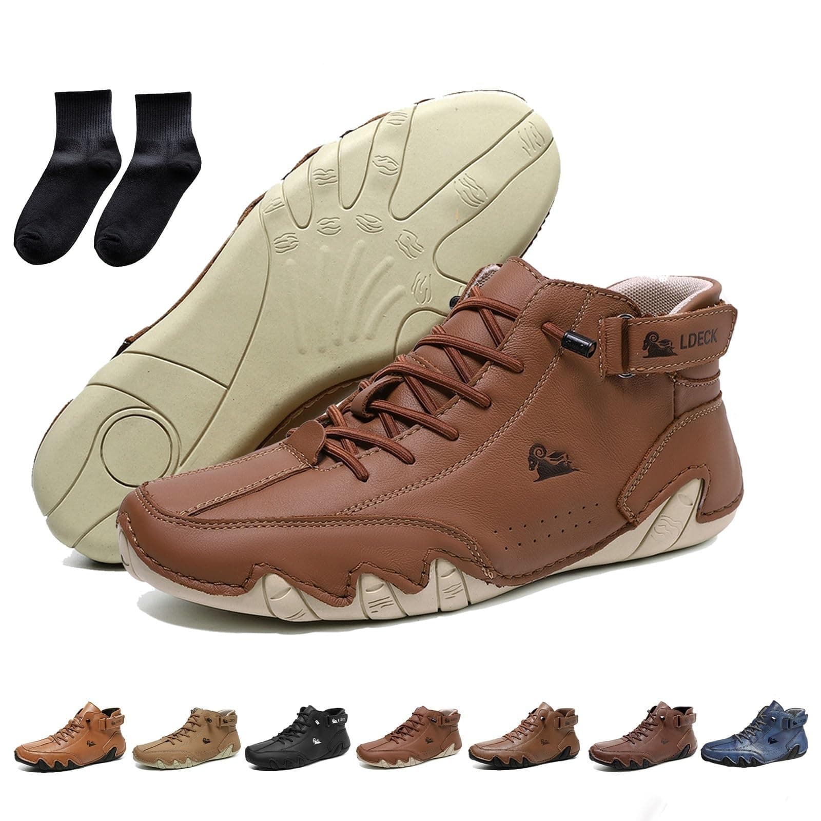 Italian Handmade Genuine Leather High Boots, Beck Shoes Men Waterproof Lightweight Breathable Non-Slip Slip-on Shoes for Hiking Camping & Driving All Season Chukka Boots ( Color : Red brown , Size : 4