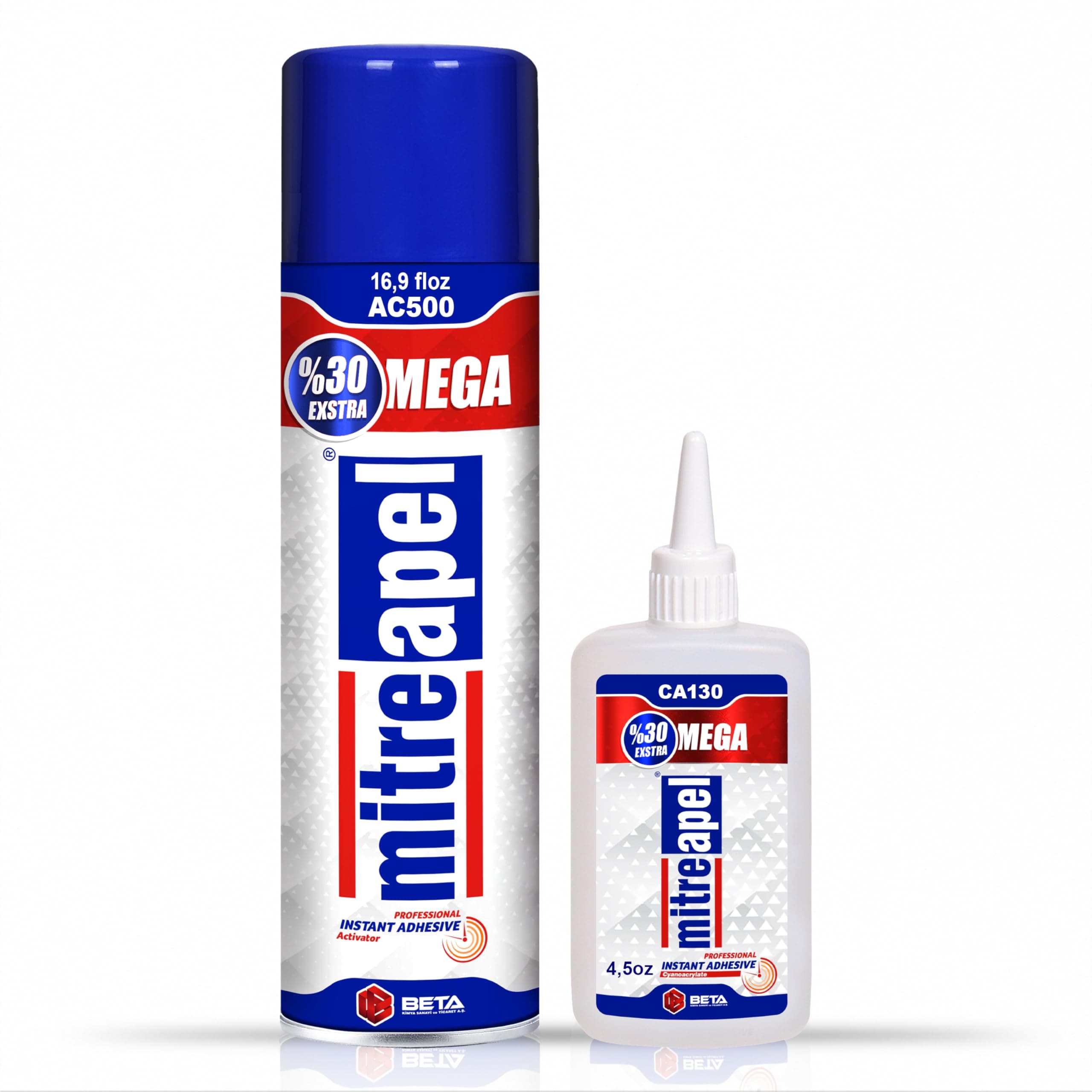 - MITREAPEL CA Glue with Activator(4.5oz+16.9 fl oz) Instant Bond Professional Cyanoacrylate Adhesive and Super Glue Accelerator for Woodworking, Ceramic, 3D Printing, Glass, DIY&Craft, Plastic, Repair